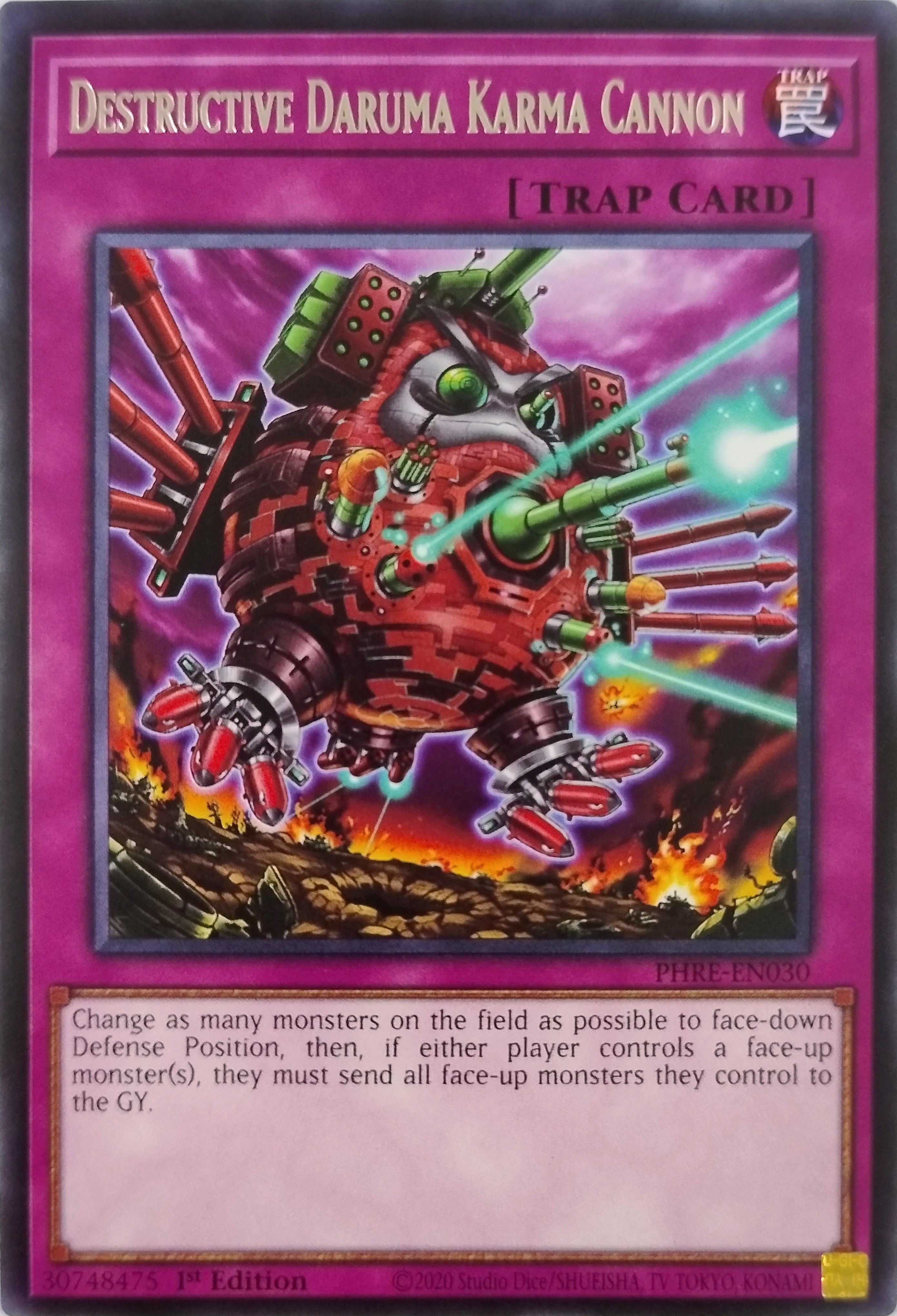 Yugioh! Destructive Daruma Karma Cannon Phre-en030 1st Edition Rara