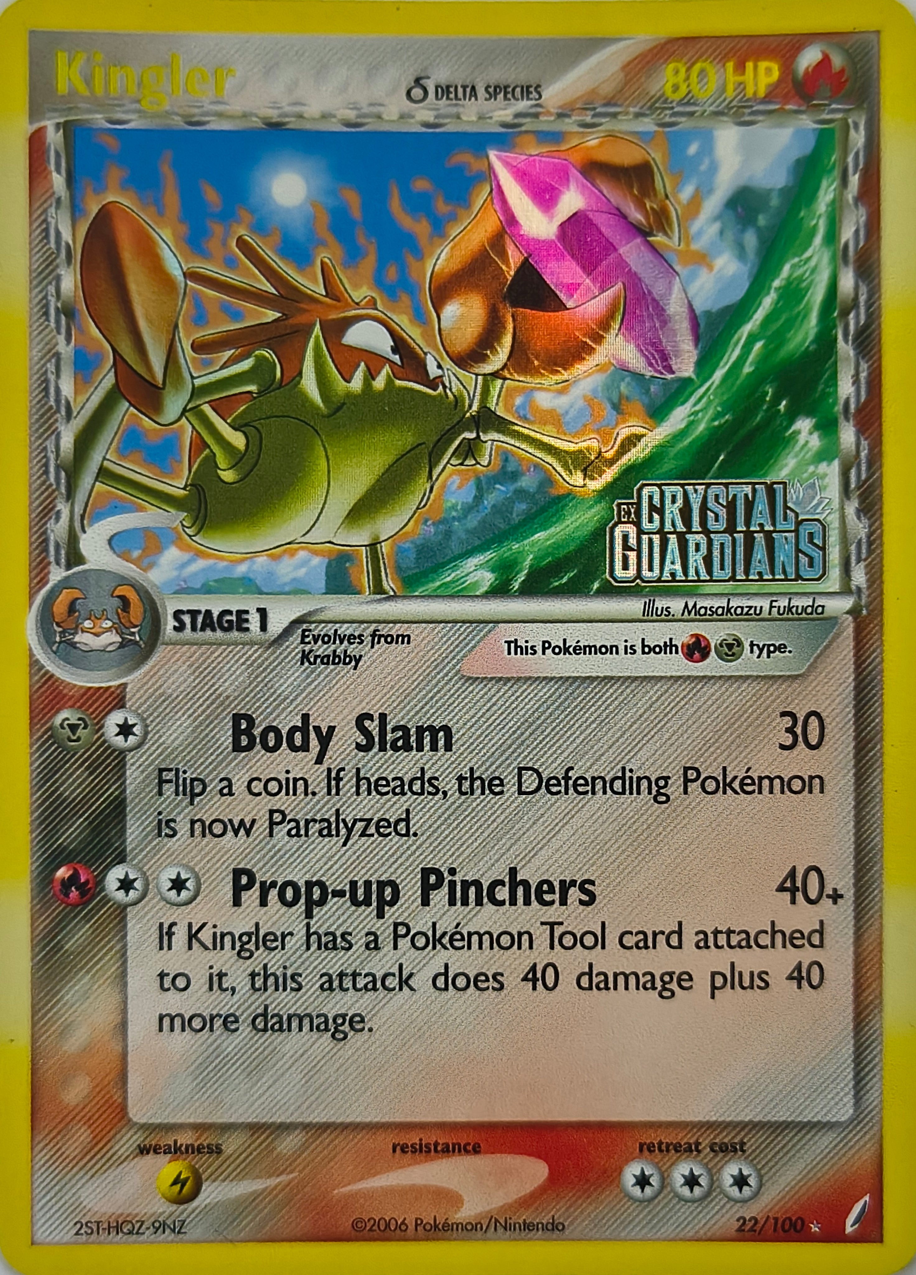Pokémon tcg Kingler 22/100 Holo Rare (Crystal Guardians)