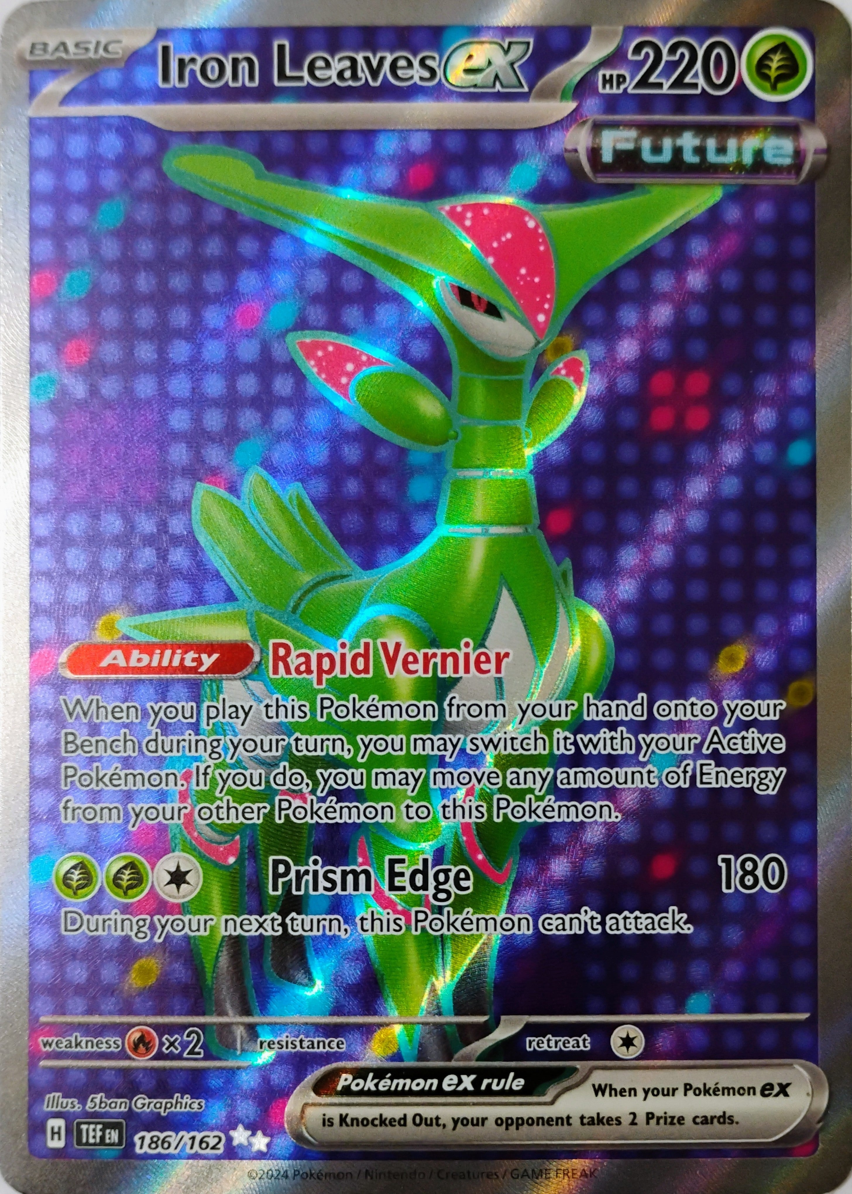 Pokémon tcg Iron Leaves Ex 186/162 Full art