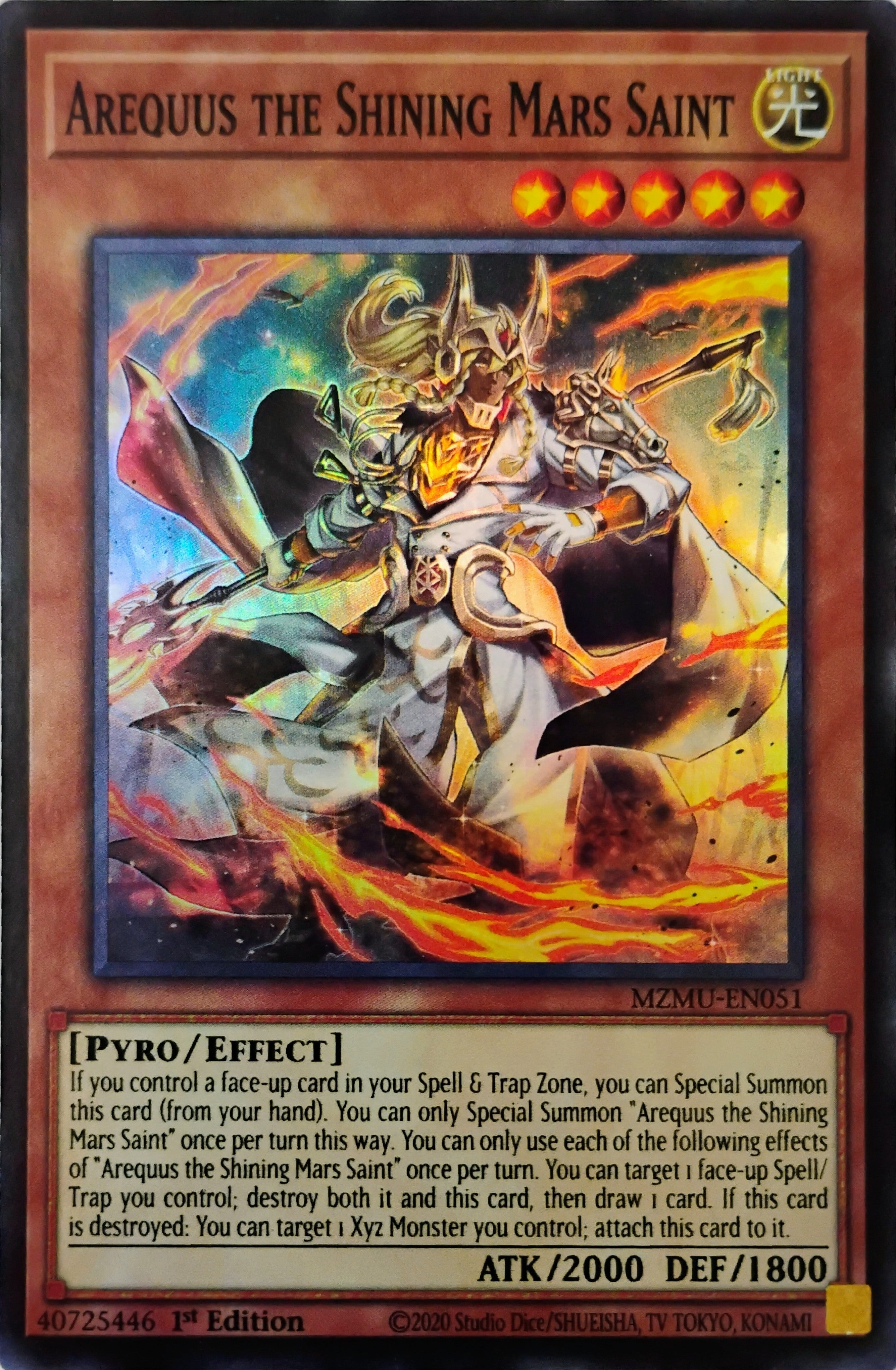 Yugioh! Arequus The Shining Mars Saint mzmu-en051 Super Rare