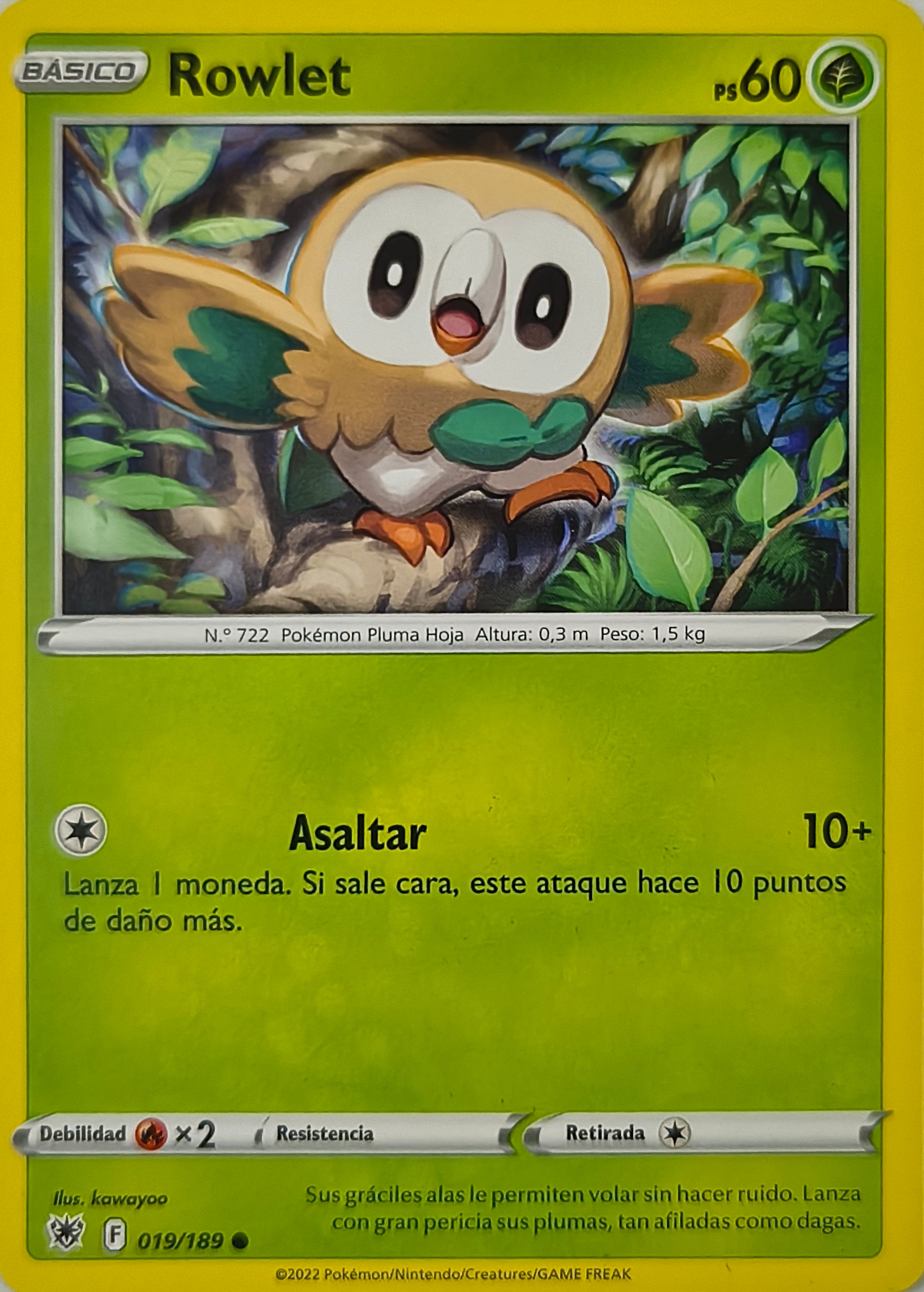 Pokémon tcg Rowlet 019/189 (Español)