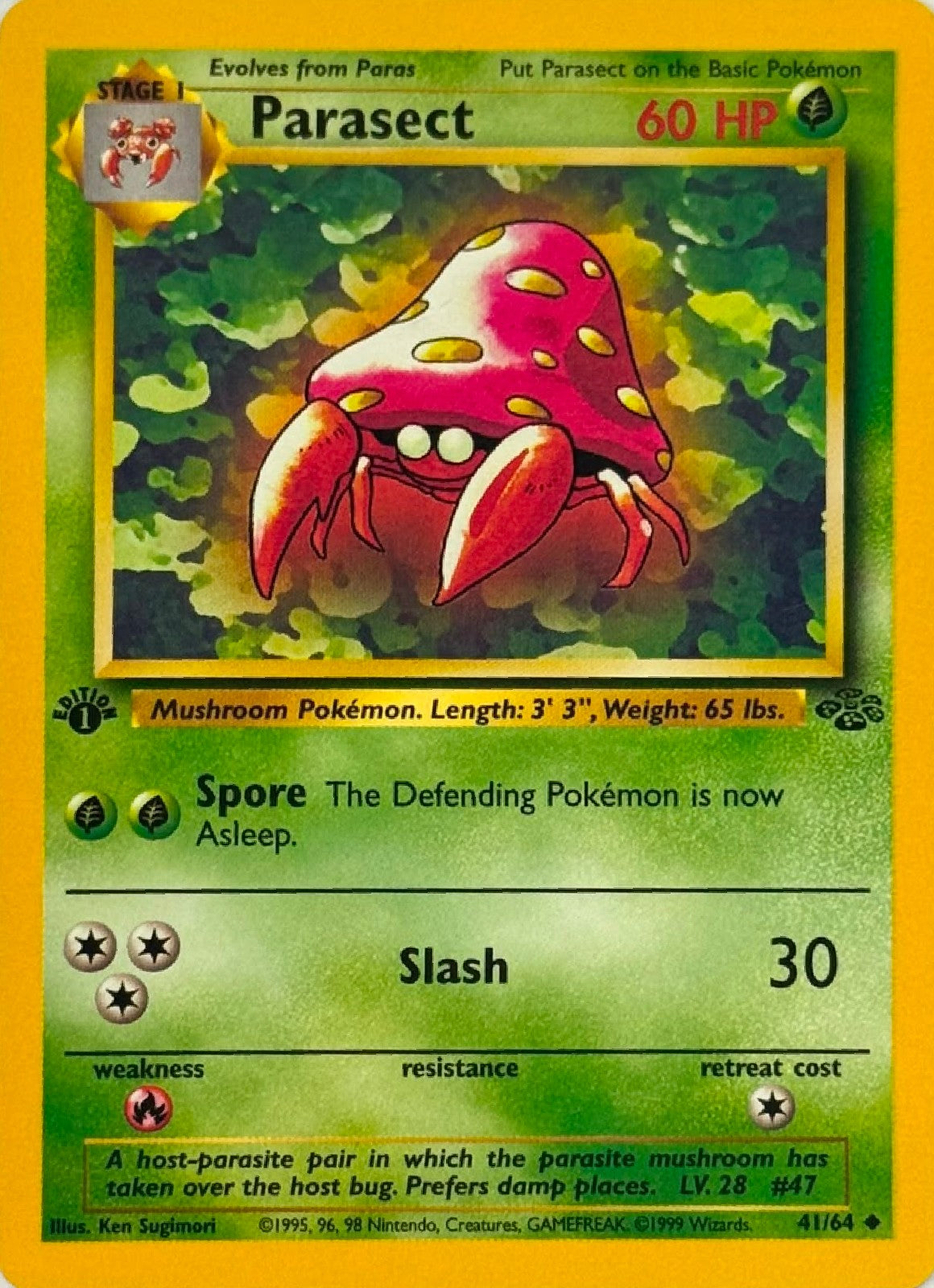 Pokémon Tcg Parasect 41/64 1st Edition