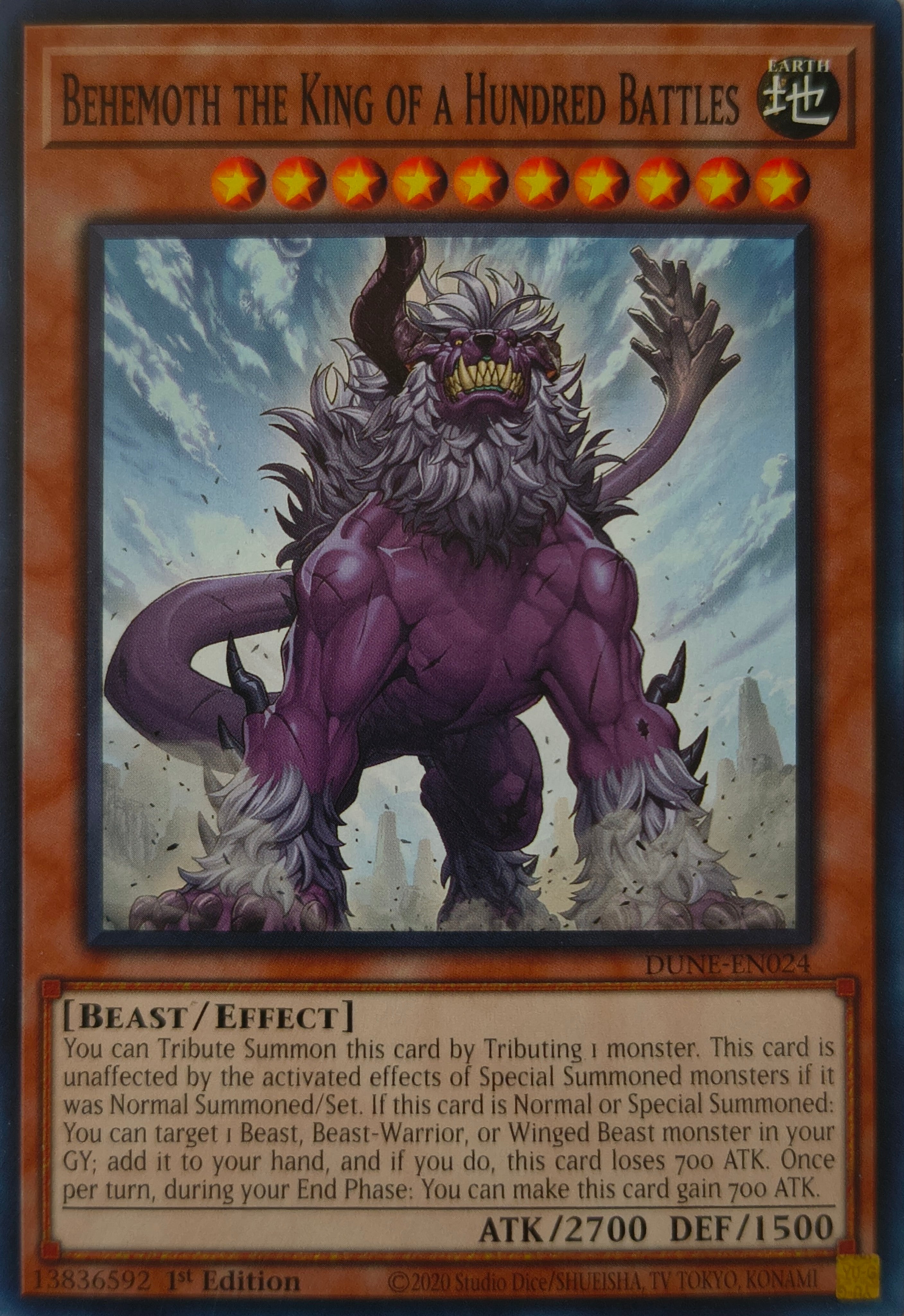 Yugioh! Behemoth The King Of A Hundered Battles Dune-en024 1st edition