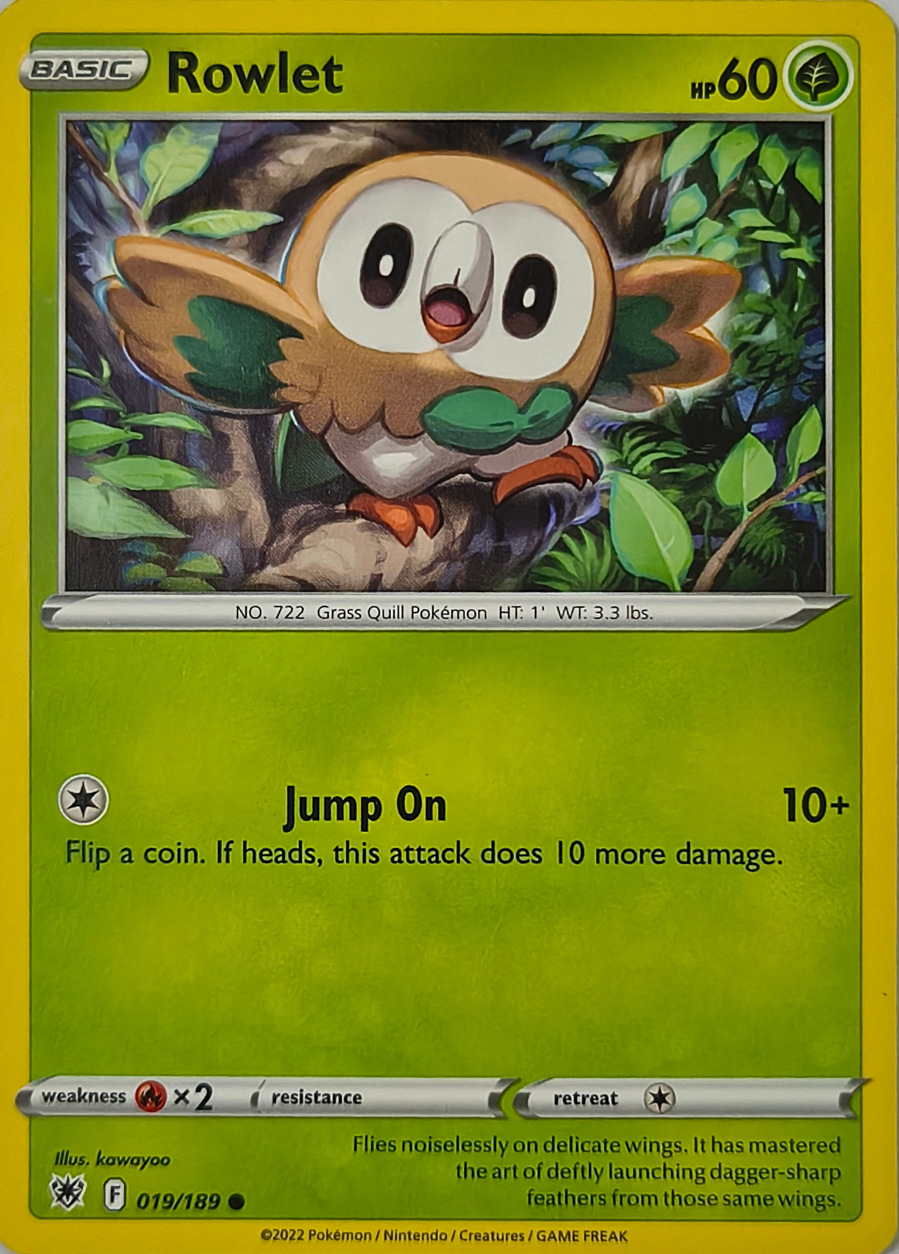 Pokémon tcg Rowlet 019/189
