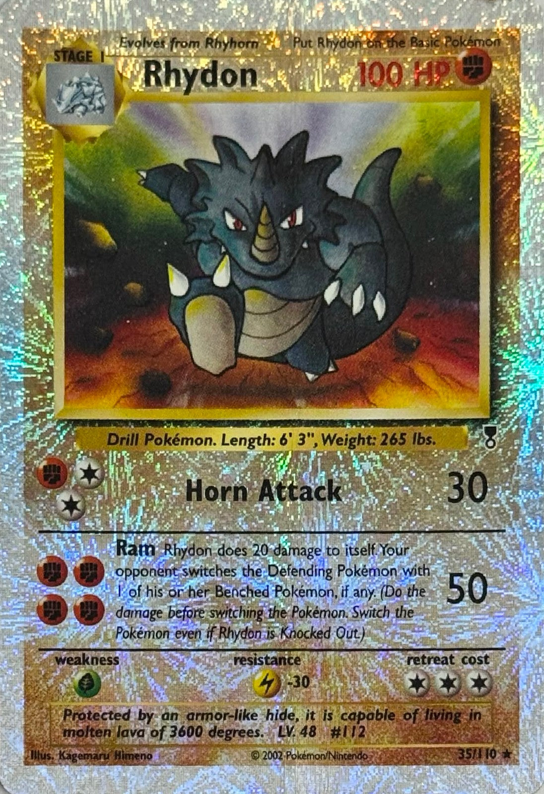 Pokémon Tcg Rhydon 35/110 Reverse (DMG)
