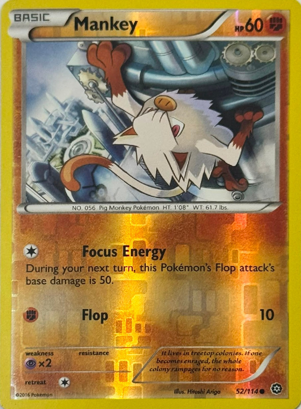 Pokémon Tcg Mankey 52/114 Reverse