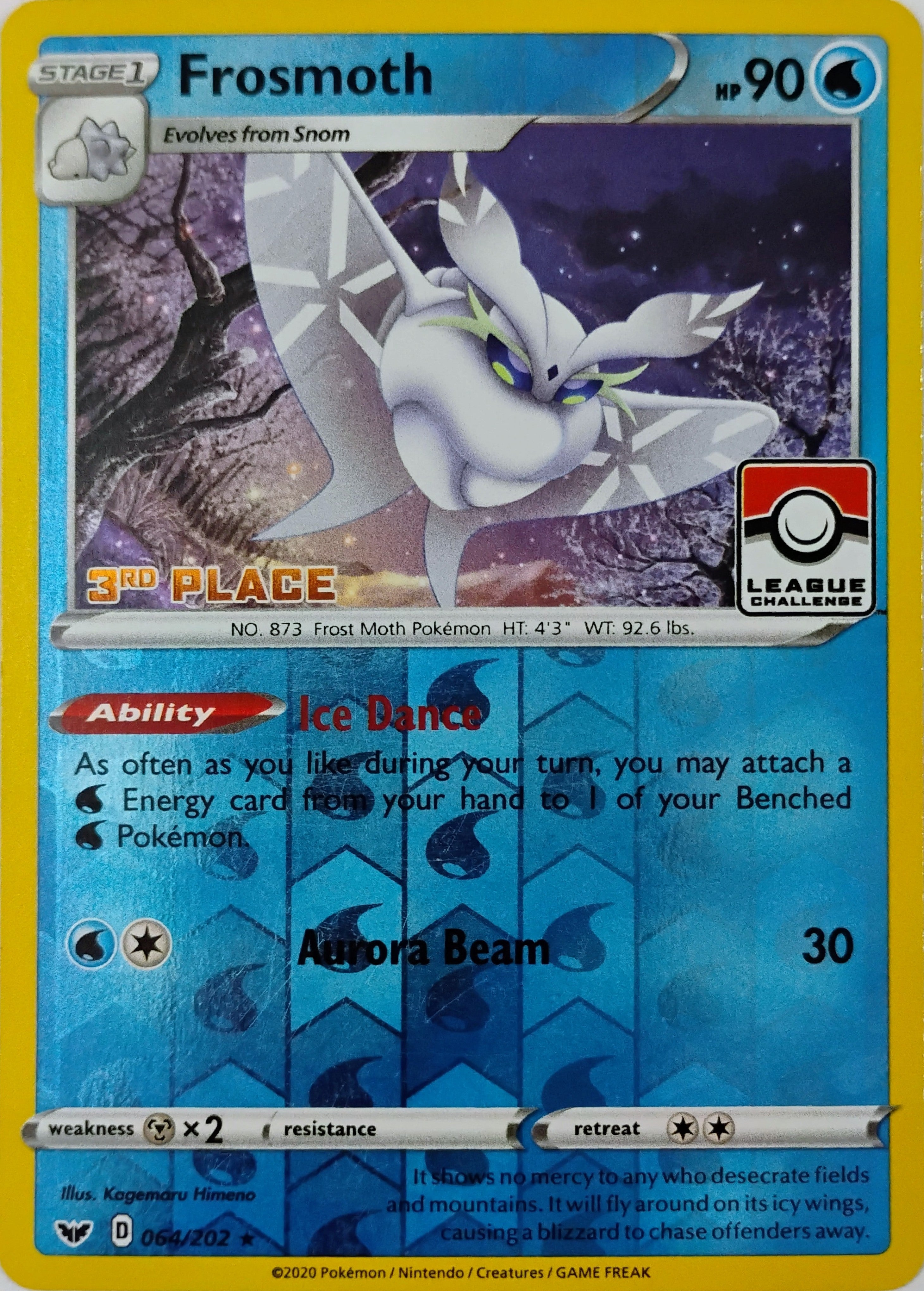 Pokémon tcg Frosmoth 064/202 Reverse (3rd Place) (League Challenge)