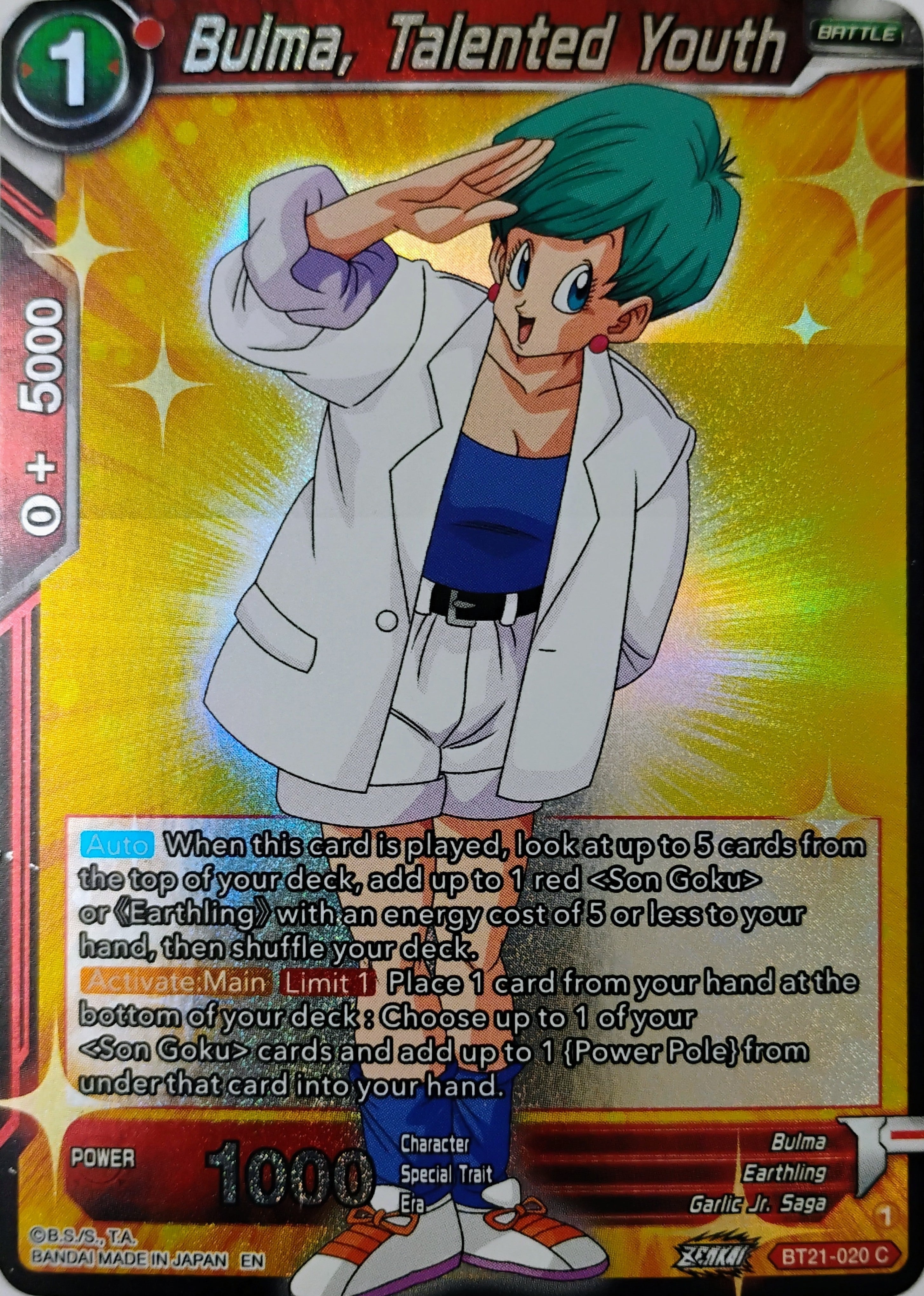 Dragón ball tcg Bulma, Talented Youth Bt21-020 Foil