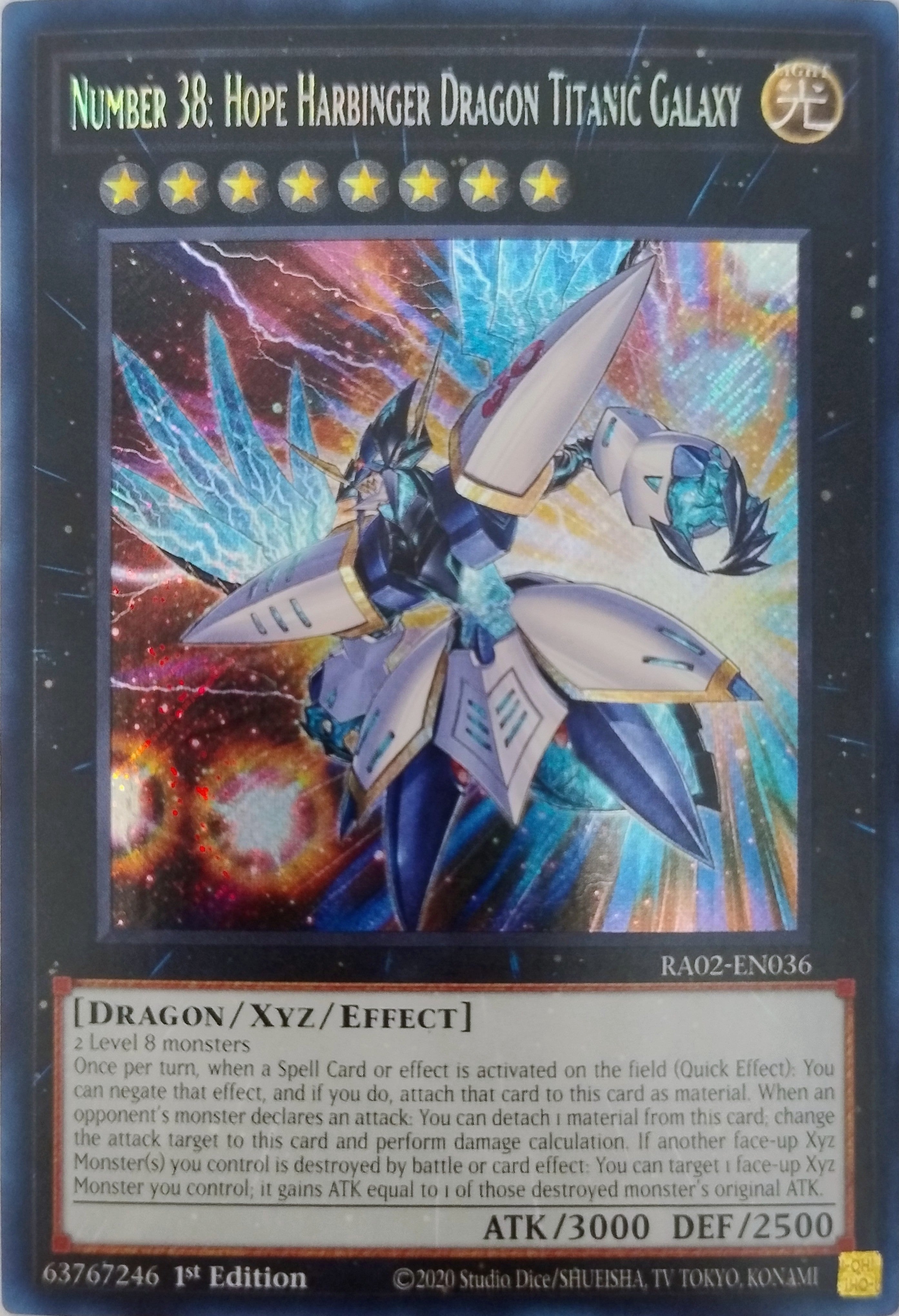 Yugioh! Number 38: Hope Harbinger Dragon Titanic Galaxy Ra02-en036 1st Edition Secret