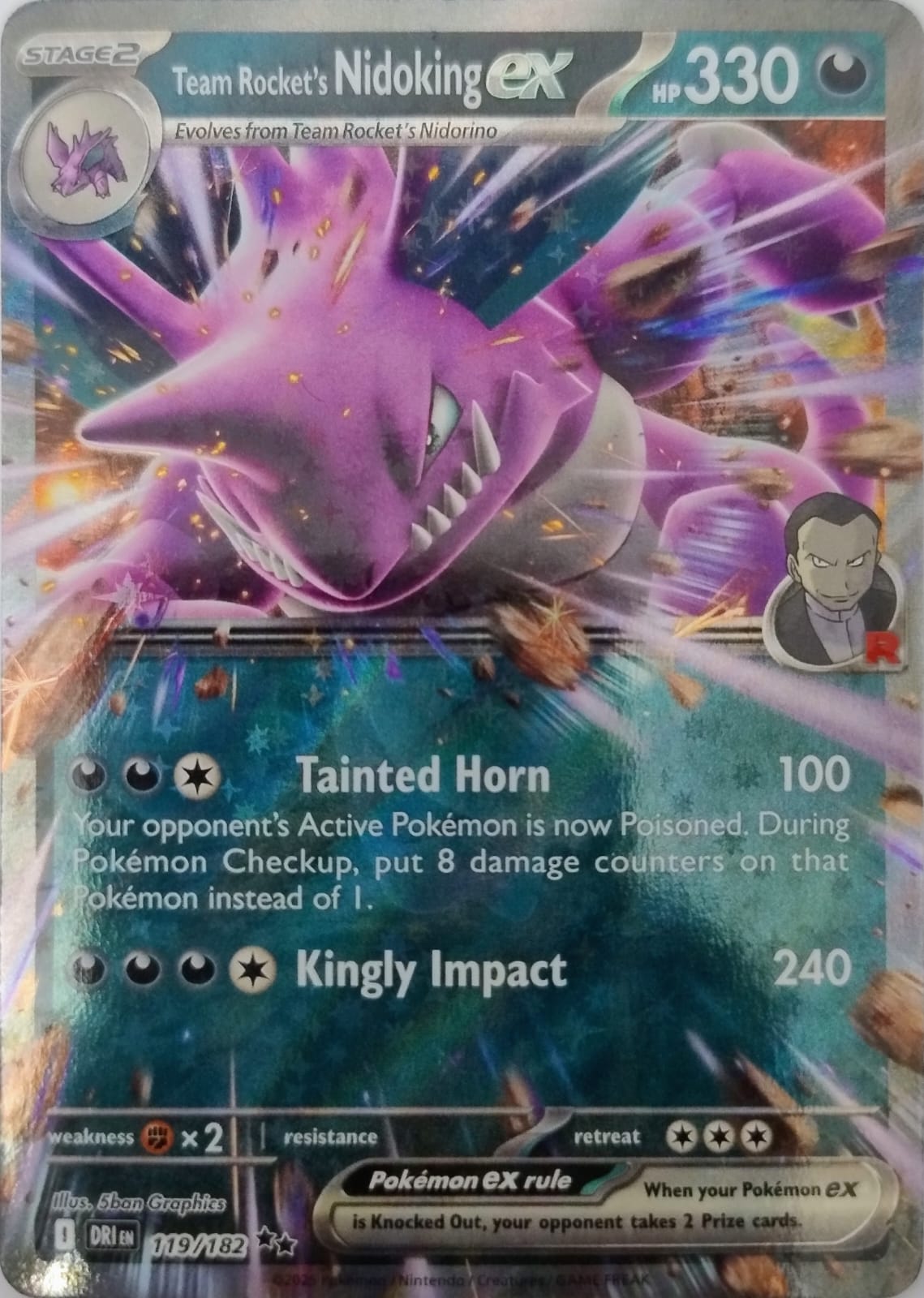 Pokémon tcg Team Rocket's Nidoking Ex 119/182