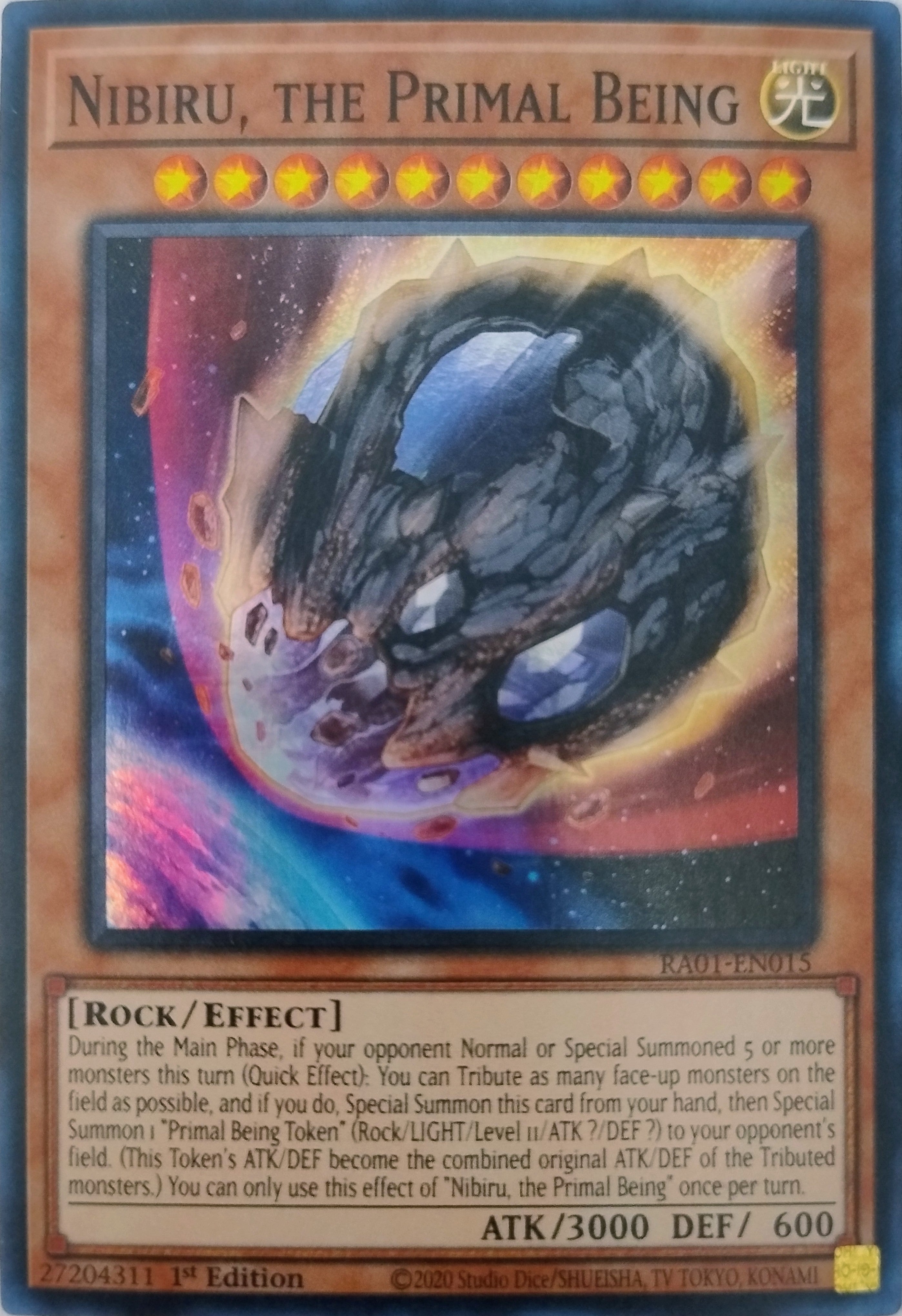 Yugioh! Nibiru, The Primal Being Ra01-en015 1st Edition Súper Rare
