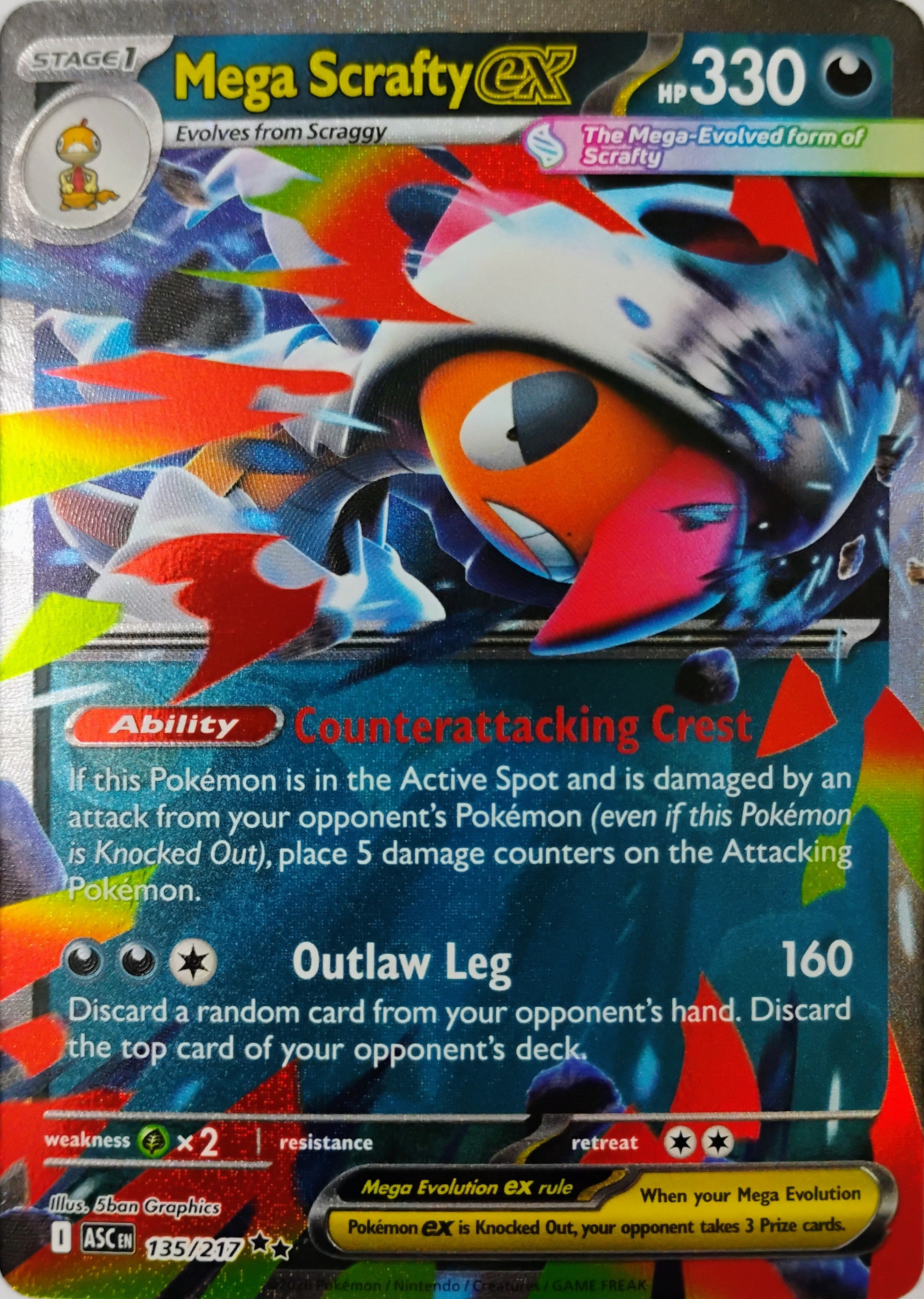 Pokémon tcg Mega Scrafty Ex 135/217