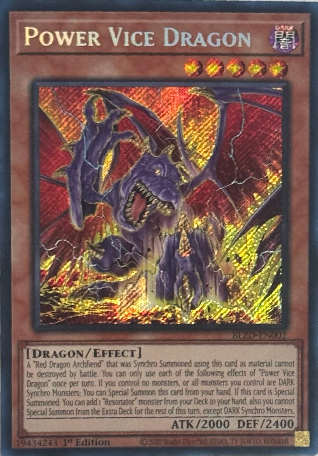 Yugioh! Power Vice Dragón BLZD-EN002 1st Edition Secret