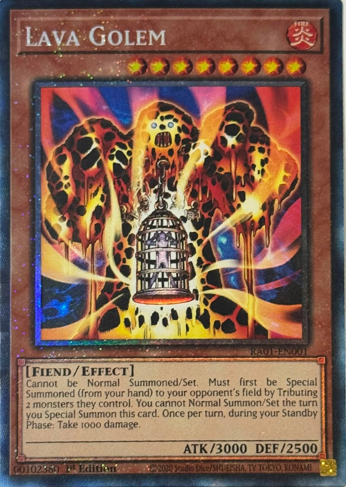 Yugioh! Lava Golem RA01-EN001 1st Edition Collector