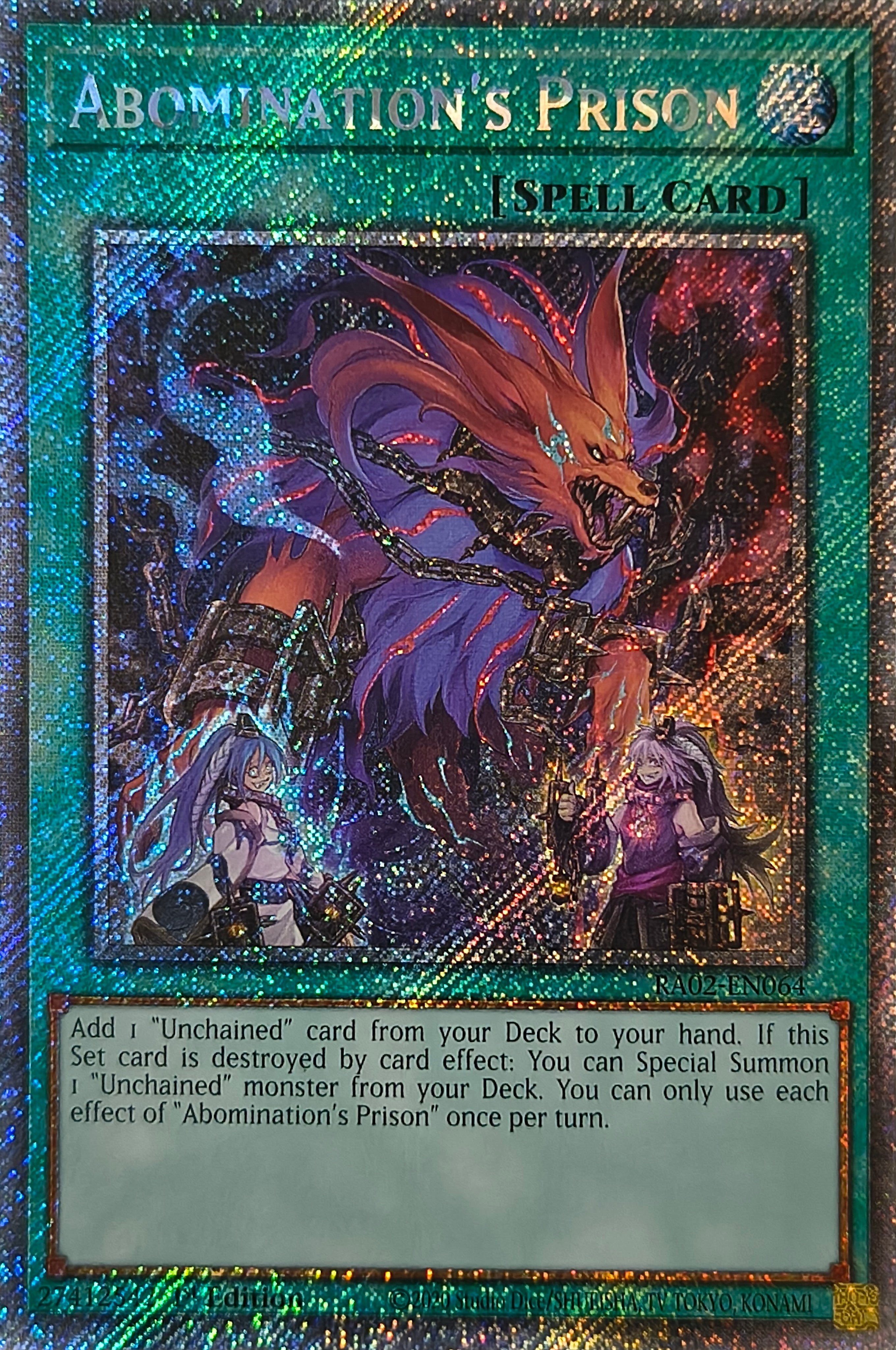 Yugioh! Abomination's Prison Ra02-en064 1st edition Platinum