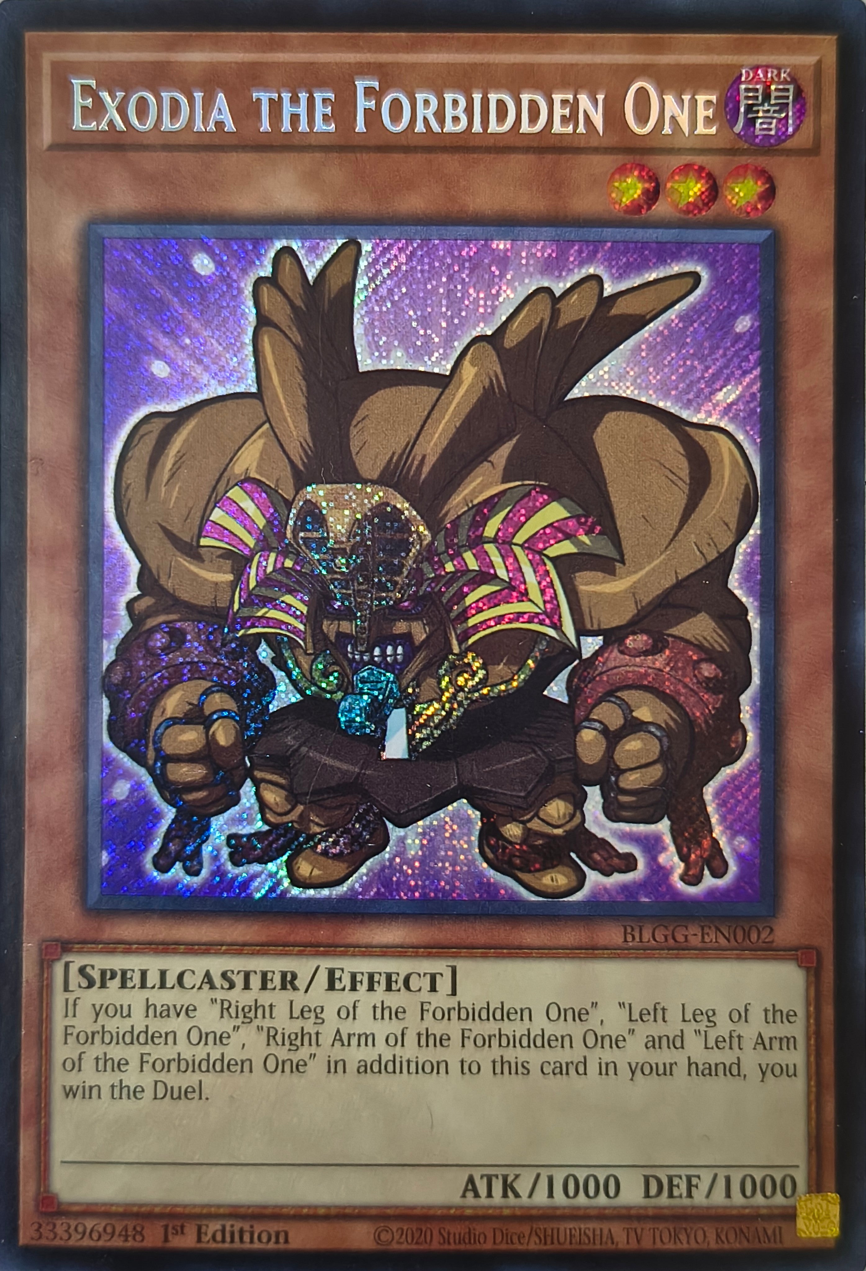 Yugioh! Exodia The Forbidden One Blgg-en002 1st edition Secreta