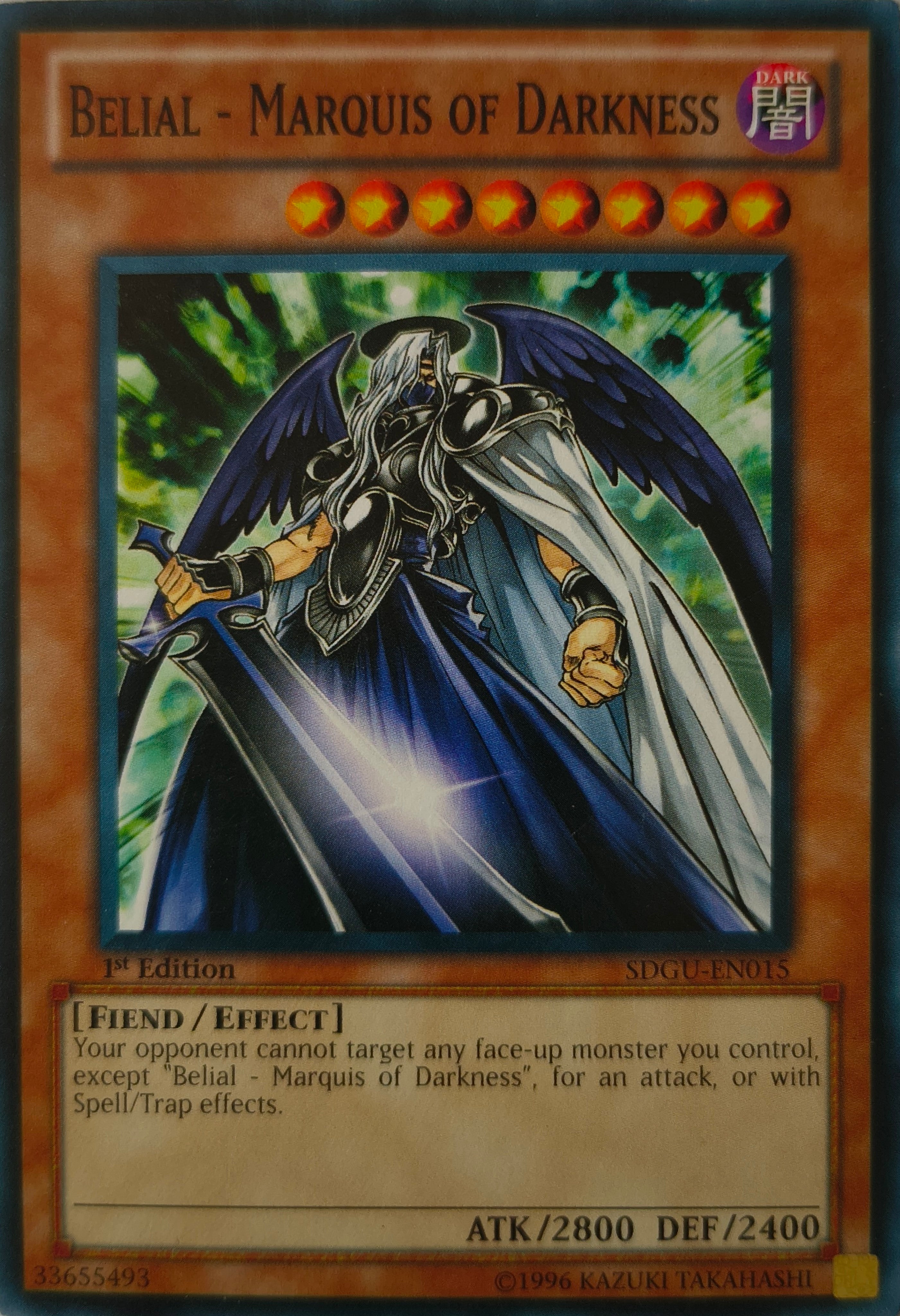 Yugioh! Belial - Marquis Of Darkness Sdgu-En015 1st Edition
