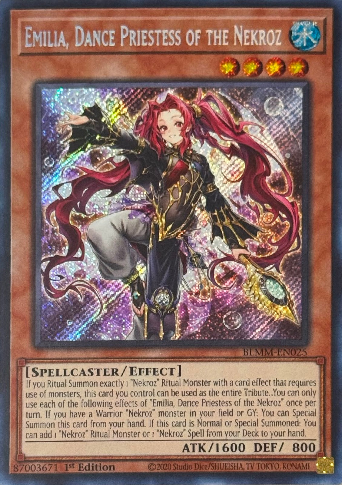 Yugioh! Emilia Dance Priestess Of The Nekroz BLMM-EN025 1st Edition Secret