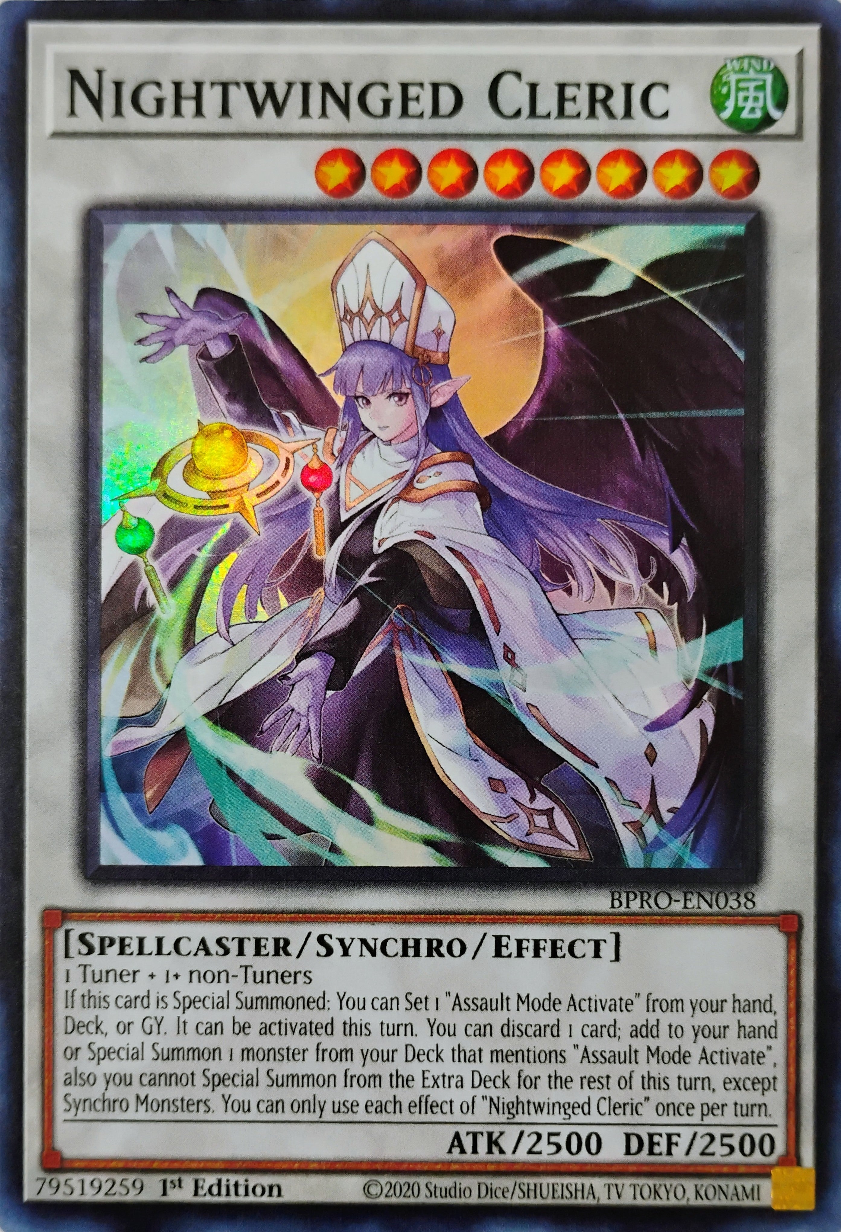 Yugioh! Nightwinged Cleric Bpro-en038 Super Rare