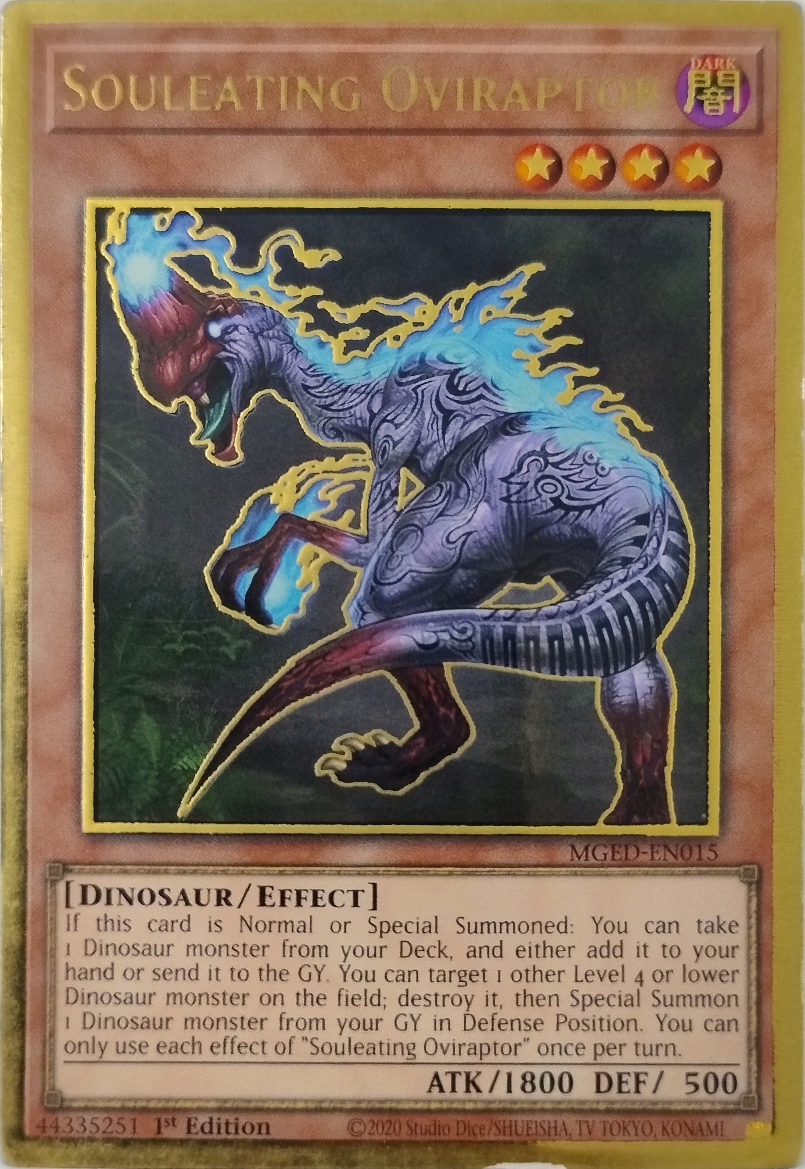 Yugioh! Souleating Oviraptor Mged-en015 1st Edition Gold Rare