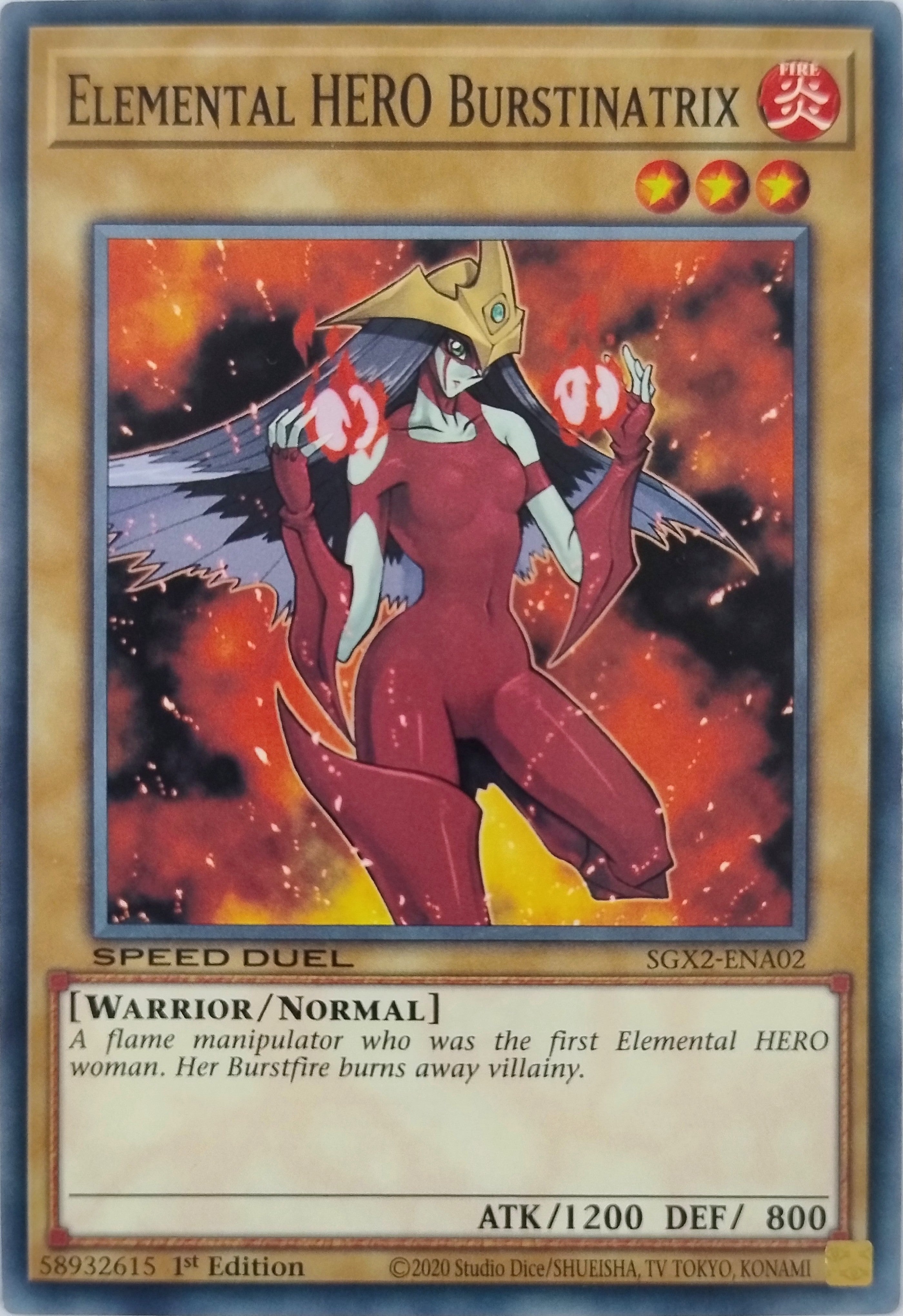 Yugioh! Elemental Hero Burstinatrix Sgx2-ena02 Speed Duel 1st Edition