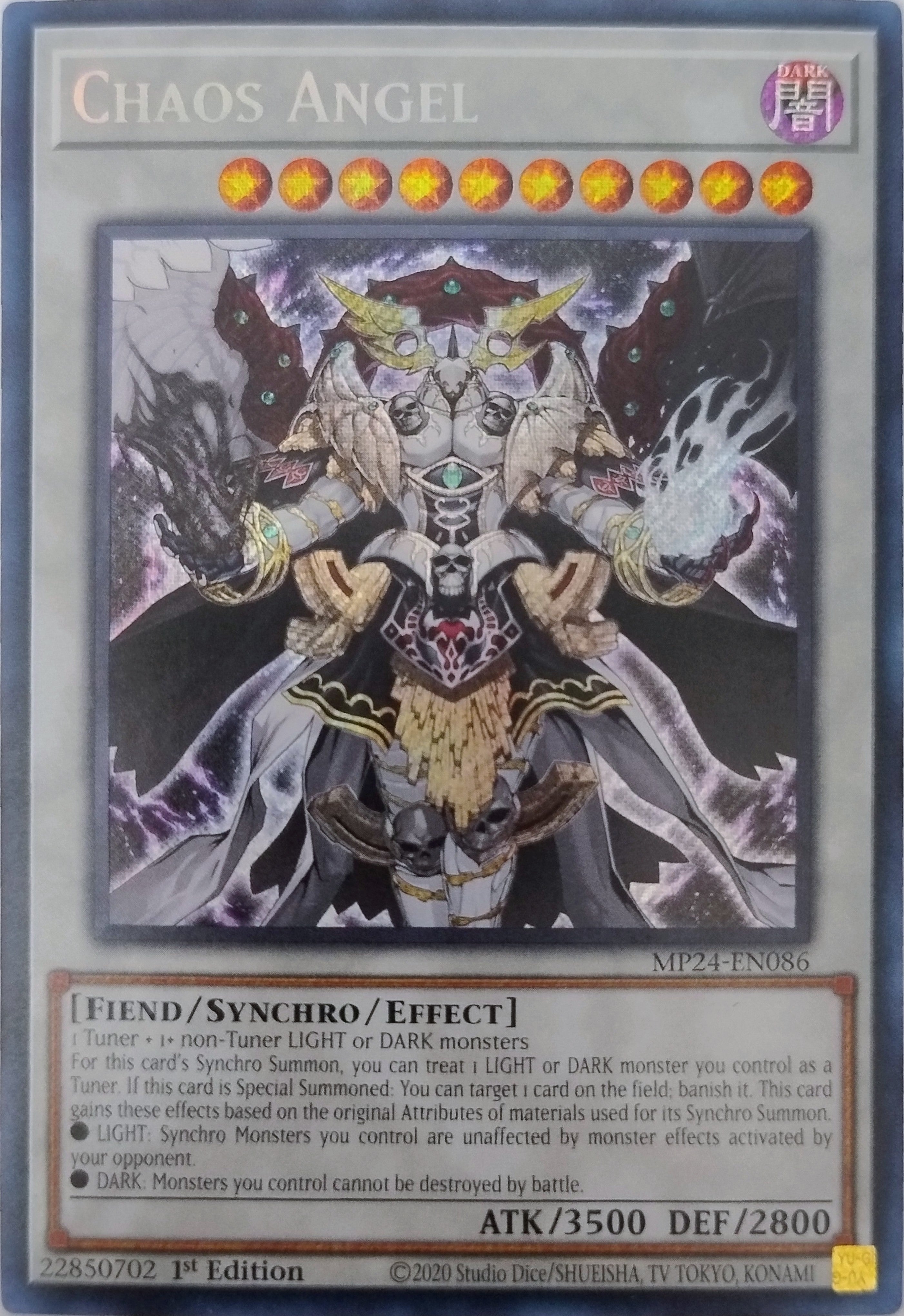 Yugioh! Chaos Angel Mp24-en086 1st Edition Secret (Miss Print)