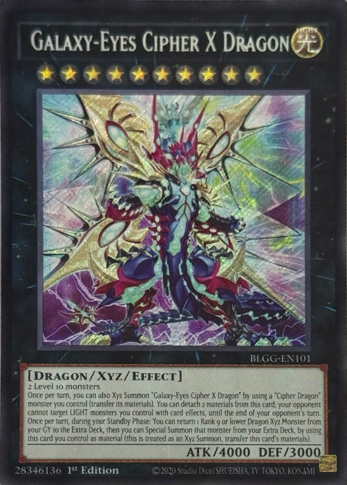 Yugioh! Galaxy-Eyes Cipher X Dragón BLGG-EN101 1st Edition Secret