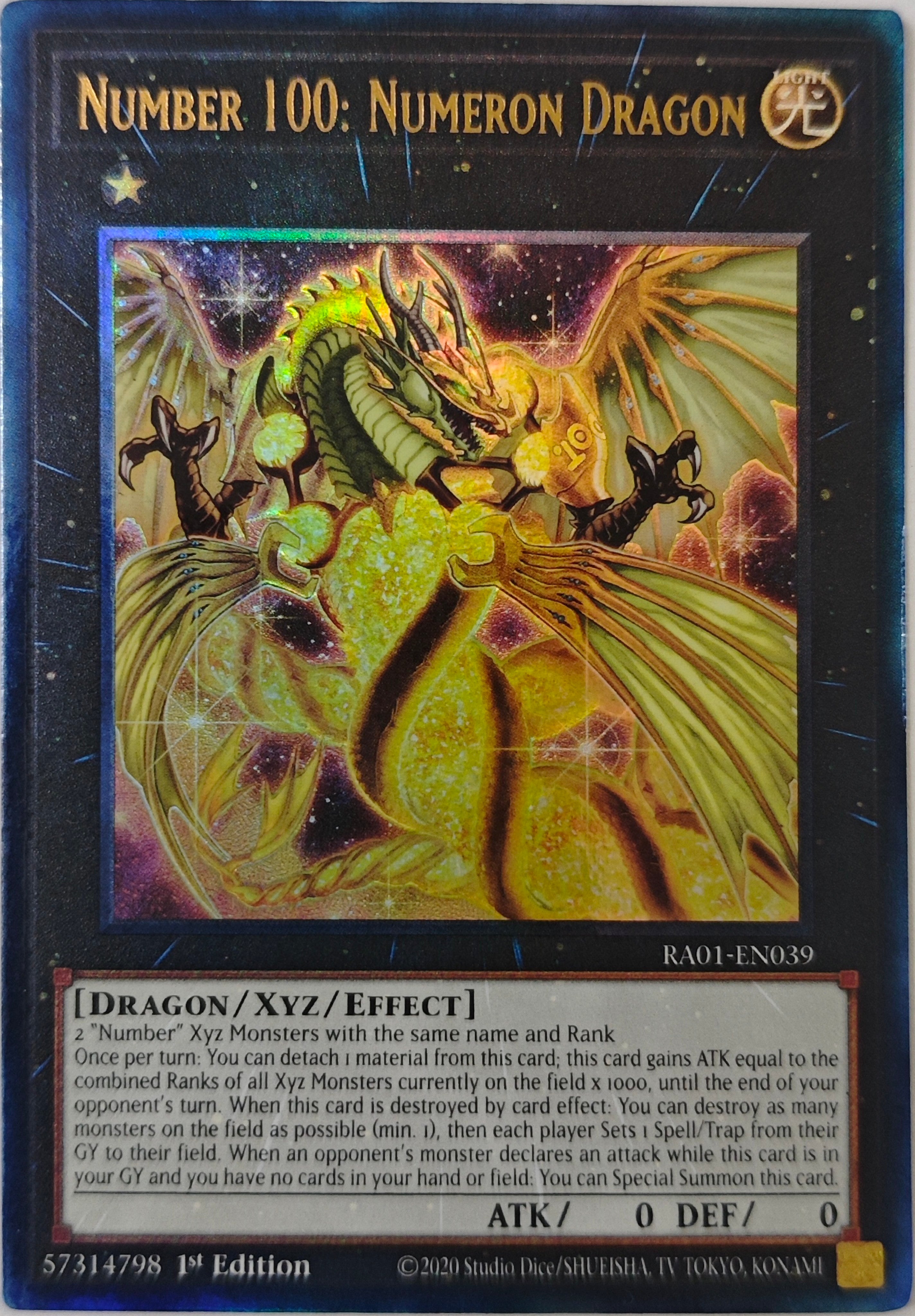 Yugioh! Number 100: Numeron Dragon Ra01-En039 1st Edition Ultimate