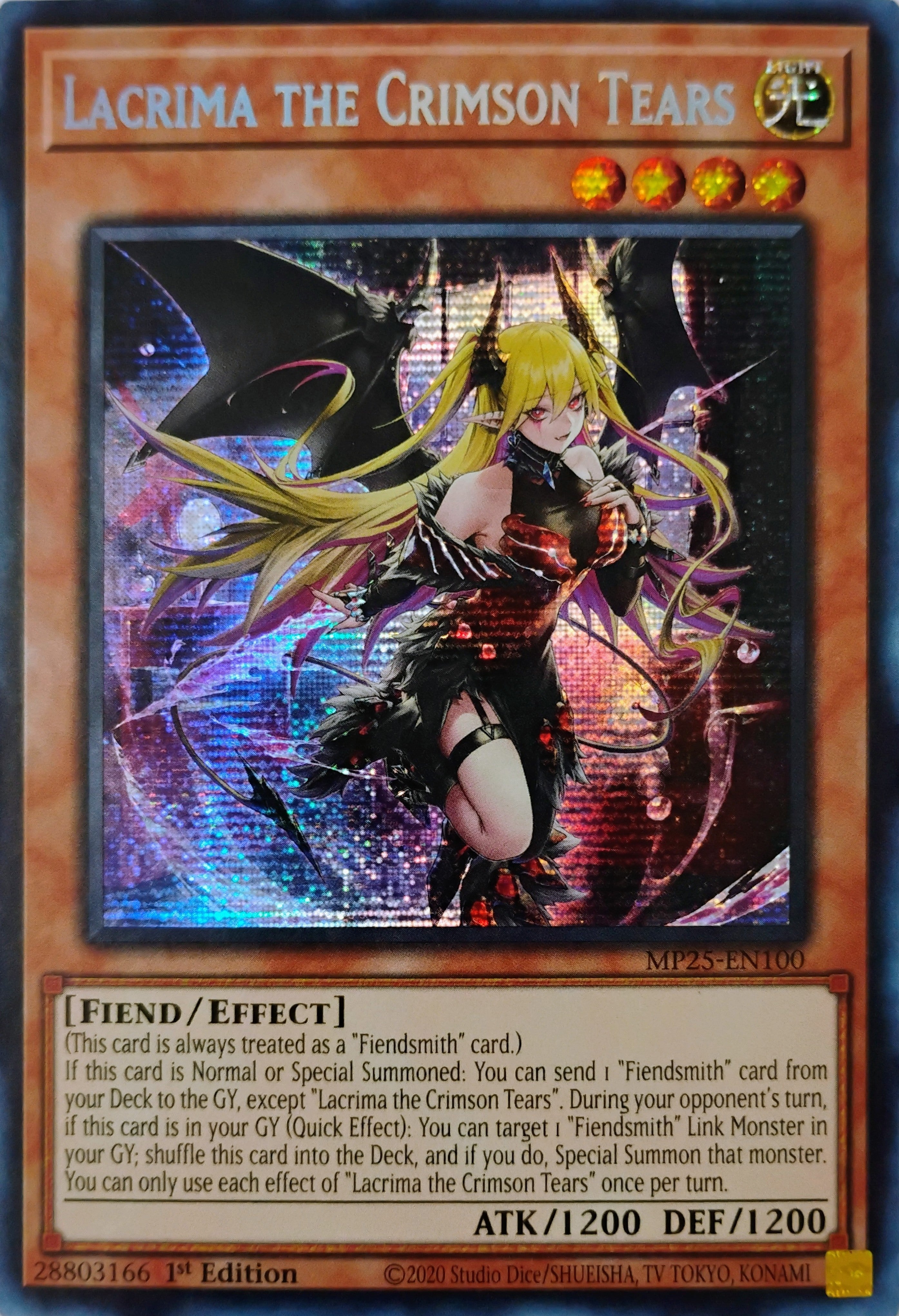 Yugioh! Lacrima The Crimson Tears Mp25-en100 1st edition Prismatica