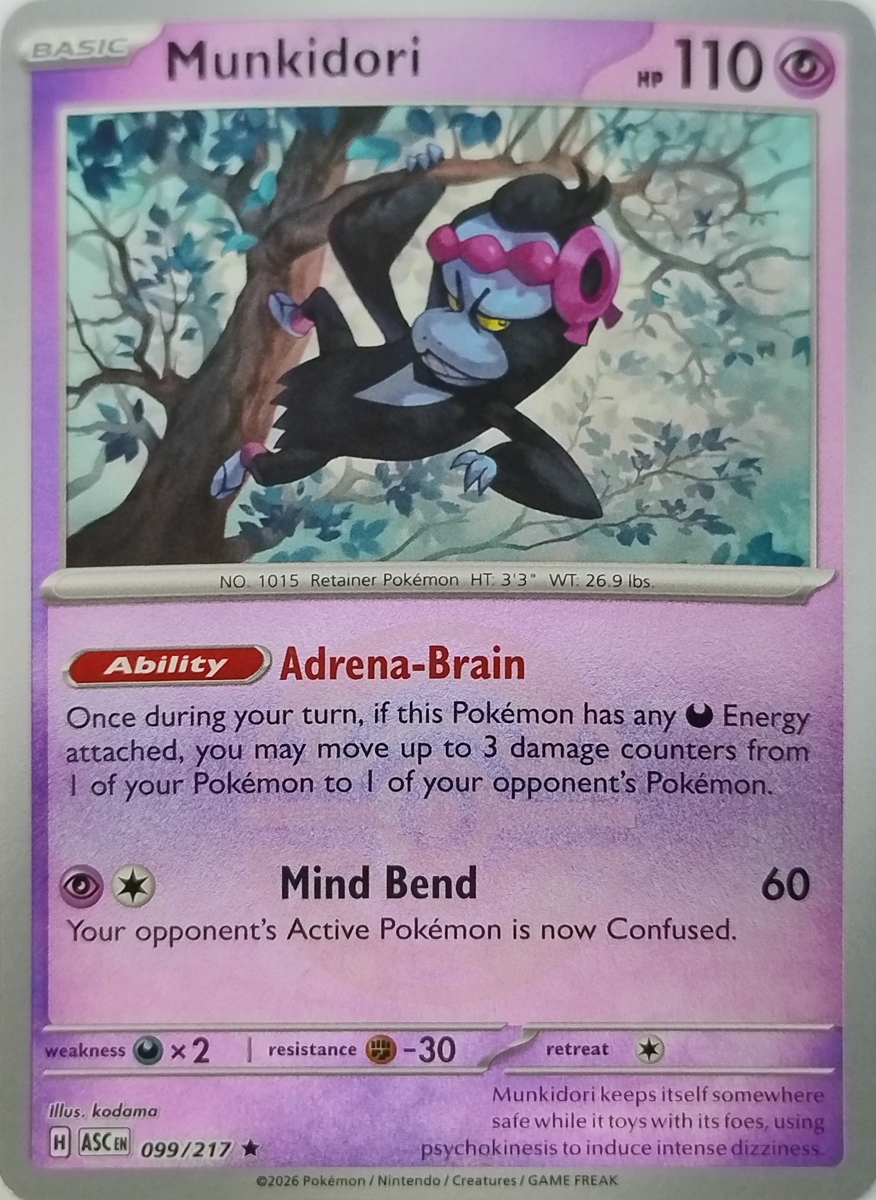 Pokemon Tcg Munkidori 099/217 (Dusk Ball)