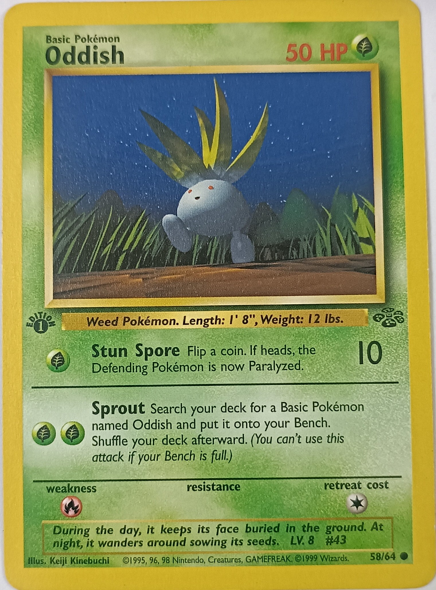 Pokemon Tcg Oddish 58/64 1st Edition
