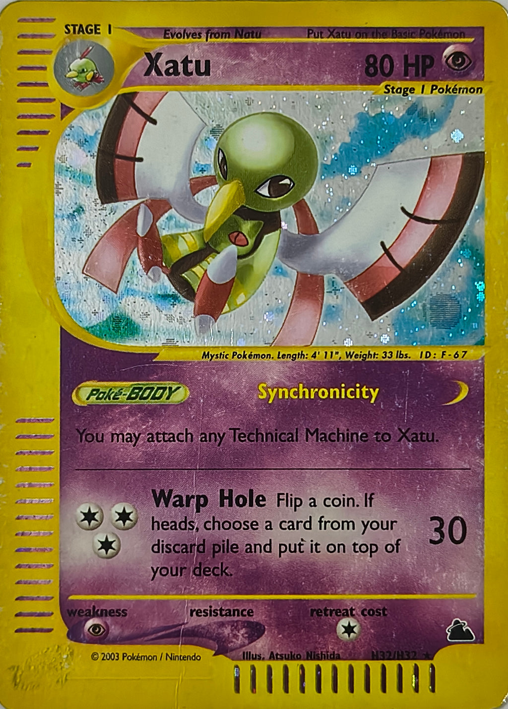 Pokémon tcg Xatu H32/H32 Holo Cosmo (DMG)