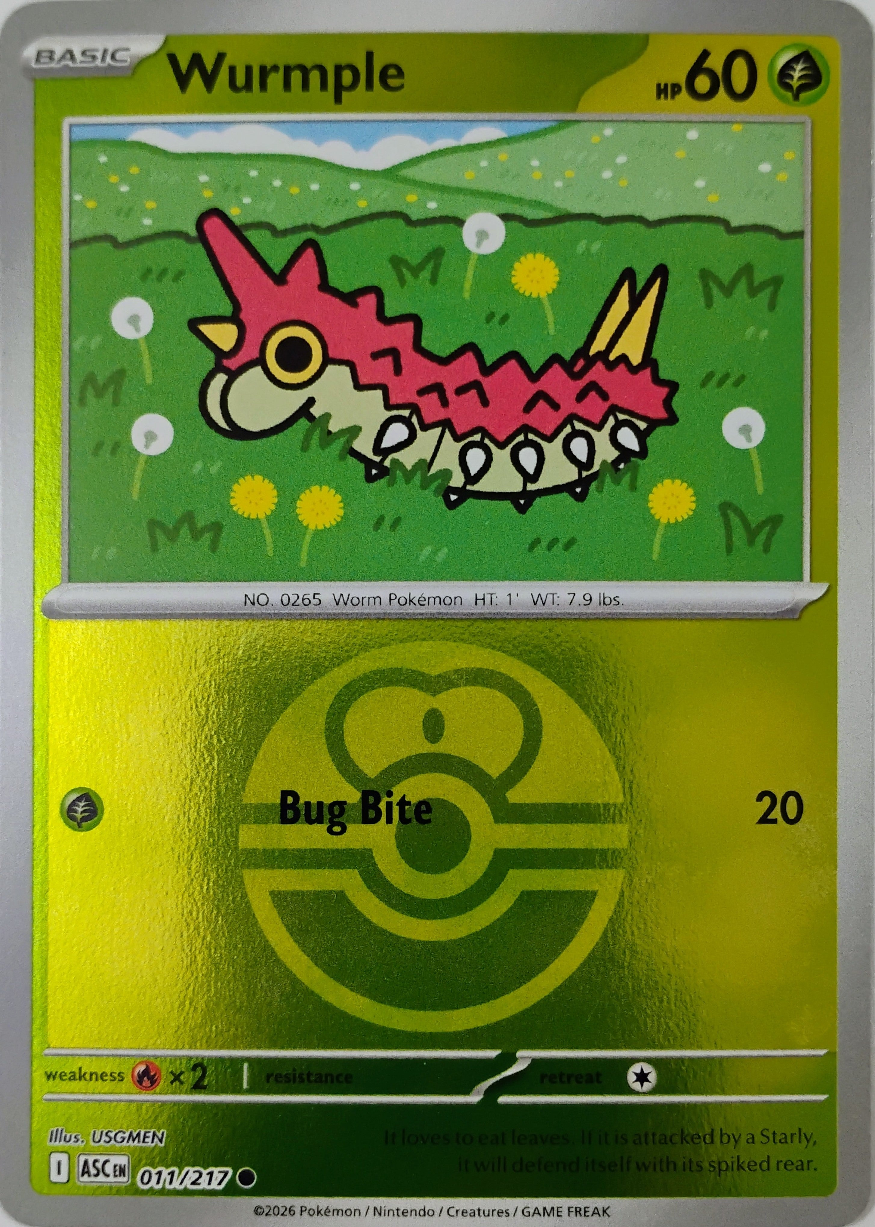 Pokémon tcg Wurmple 011/217 Reverse (Love Ball)