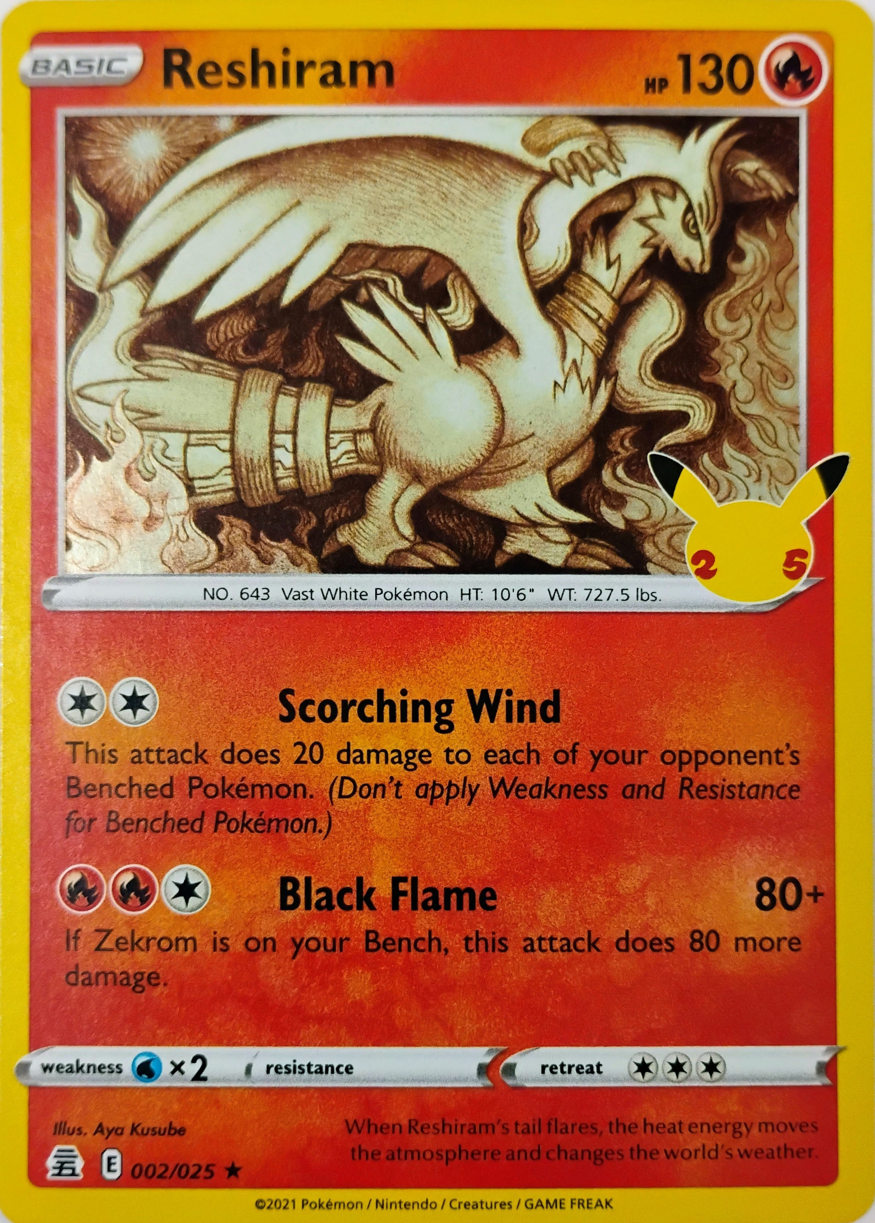 Pokémon tcg Reshiram 002/025 Holo (Clb)