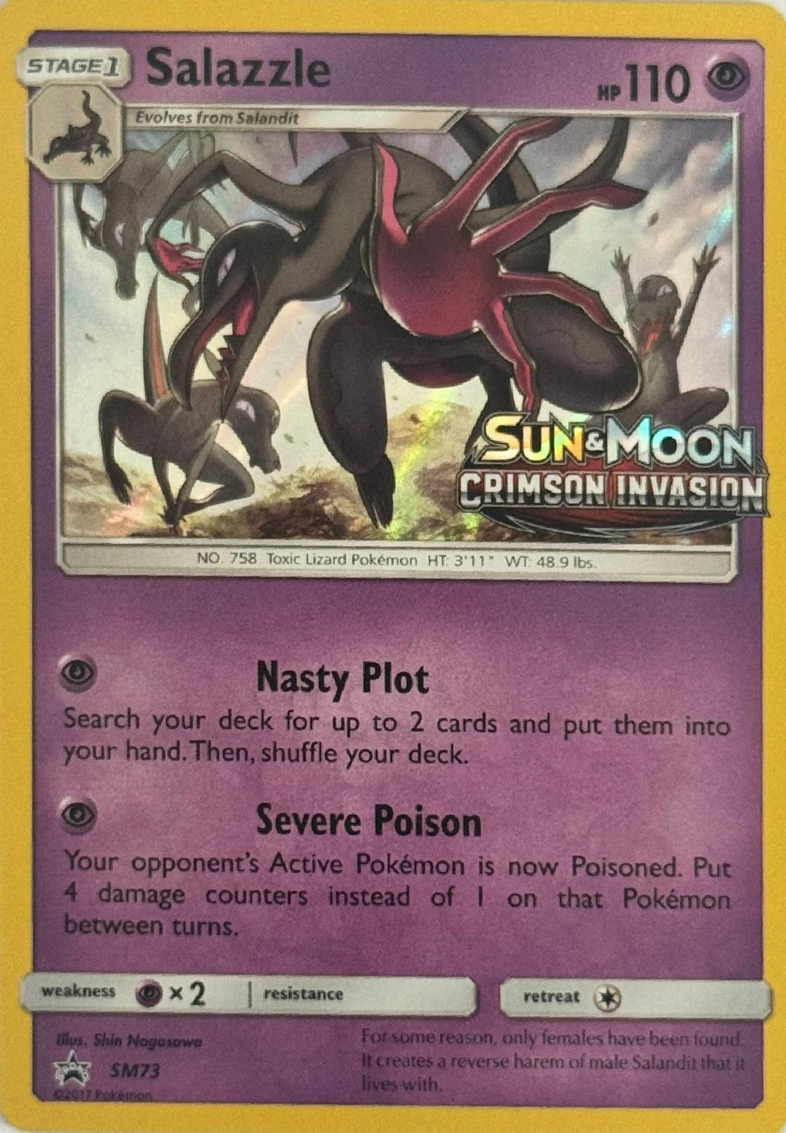 Pokemon tcg Salazzle SM73 (Sun&Monn Crimson Invasion)Holo