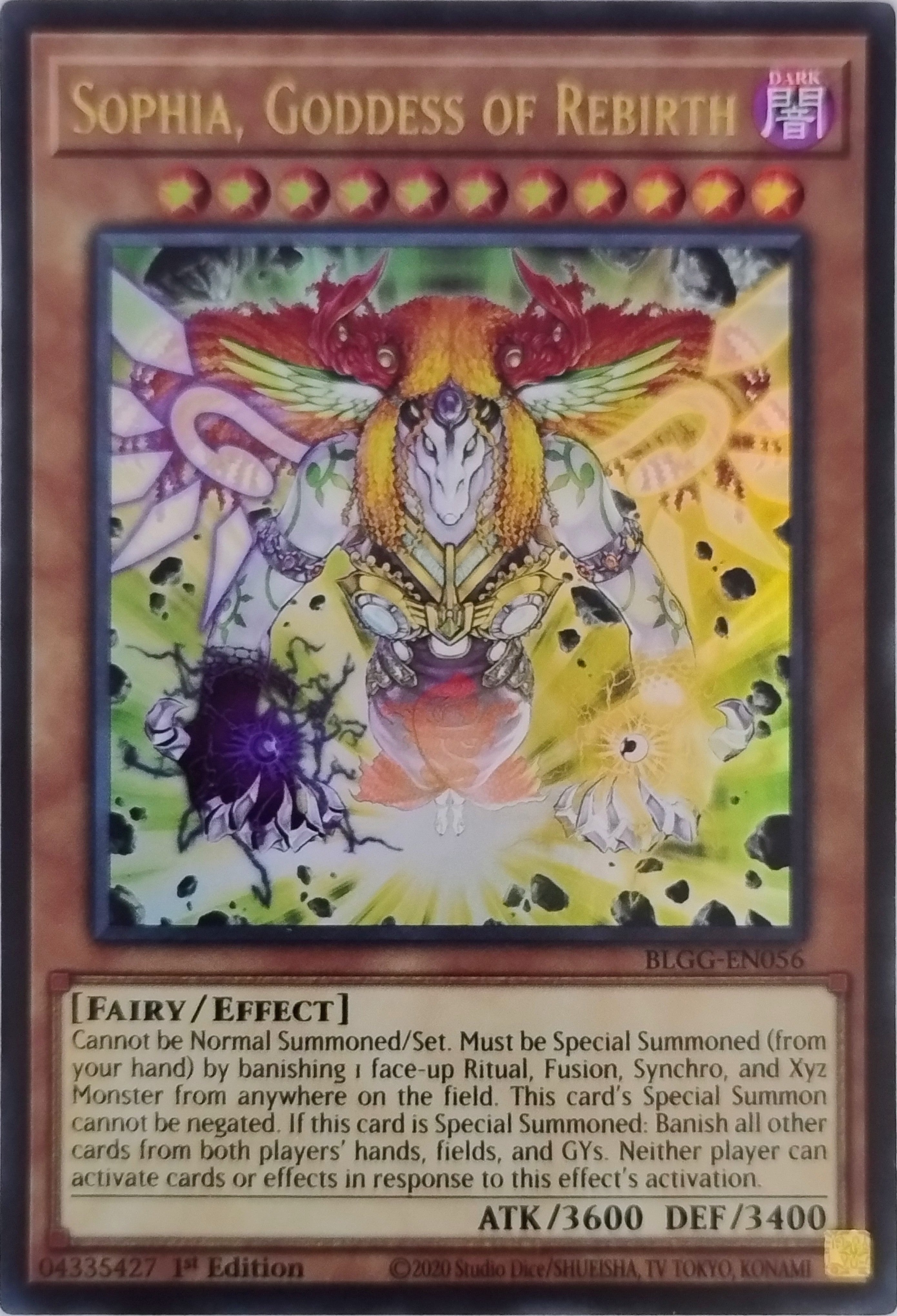 Yugioh! Sophia, Goddess Of Rebirth Blgg-en056 1st Edition Ultra