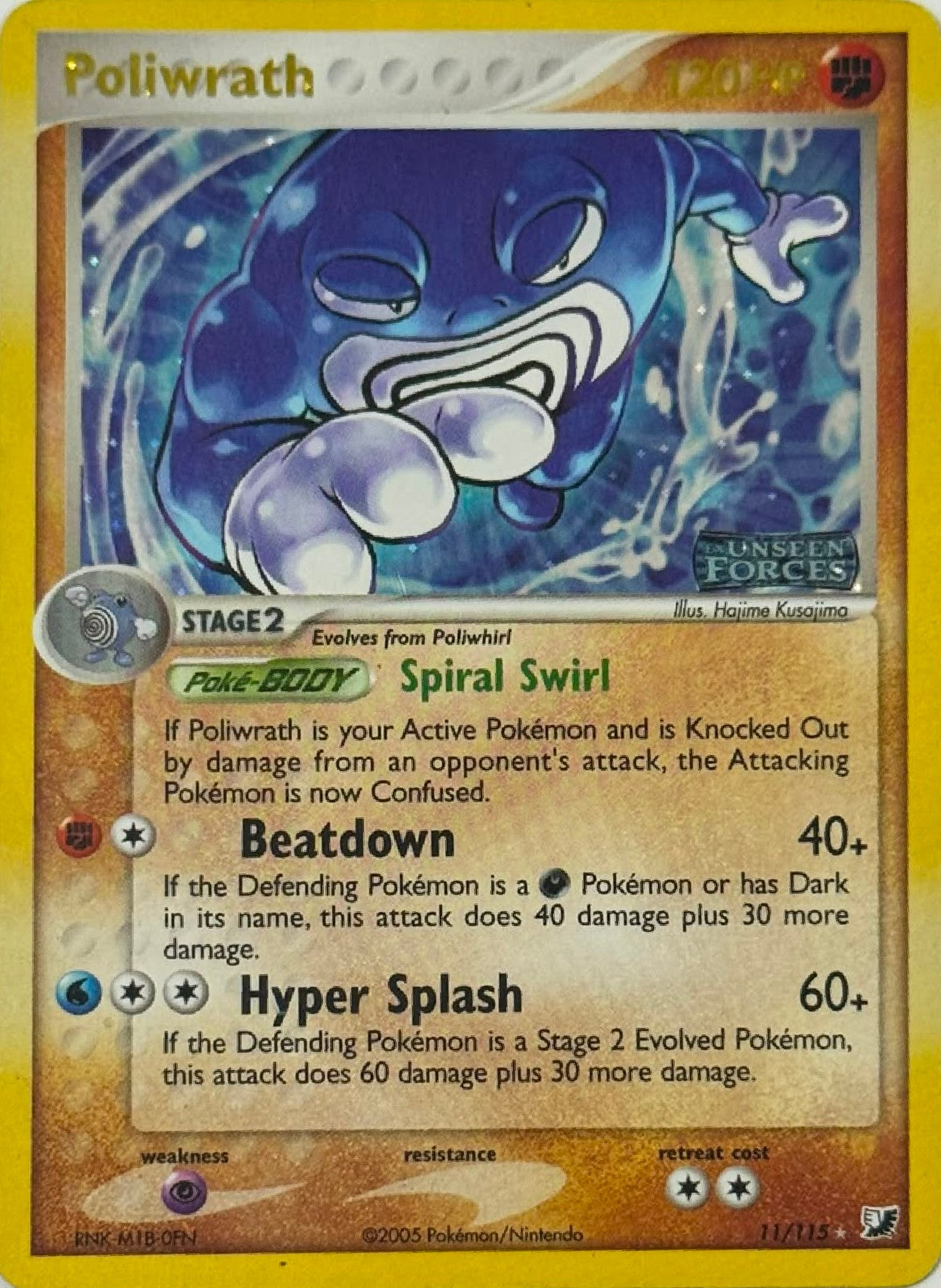 Pokémon Tcg Poliwrath 11/115 Holo (Unseen Forces)