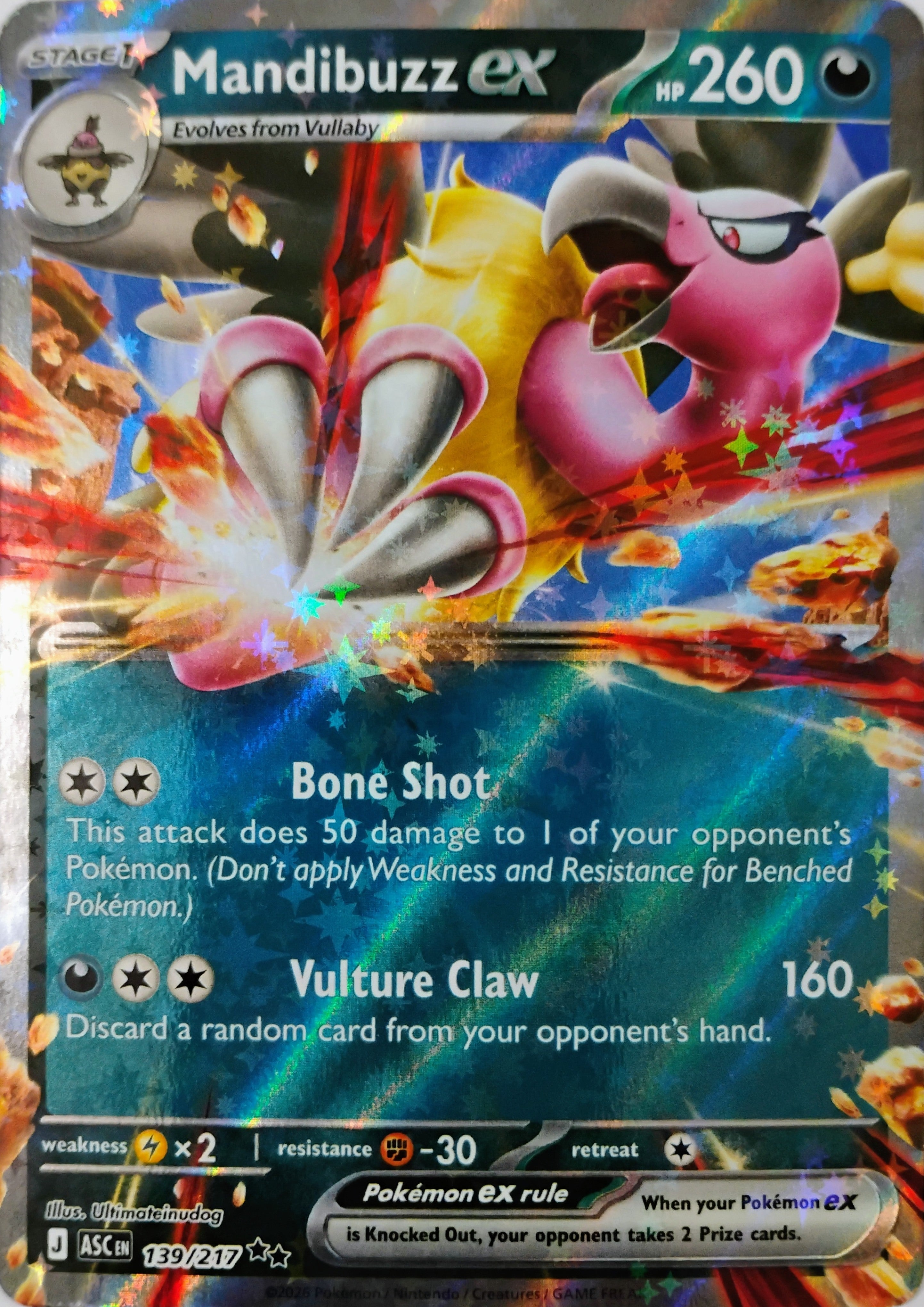 Pokémon tcg Mandibuzz Ex 139/217