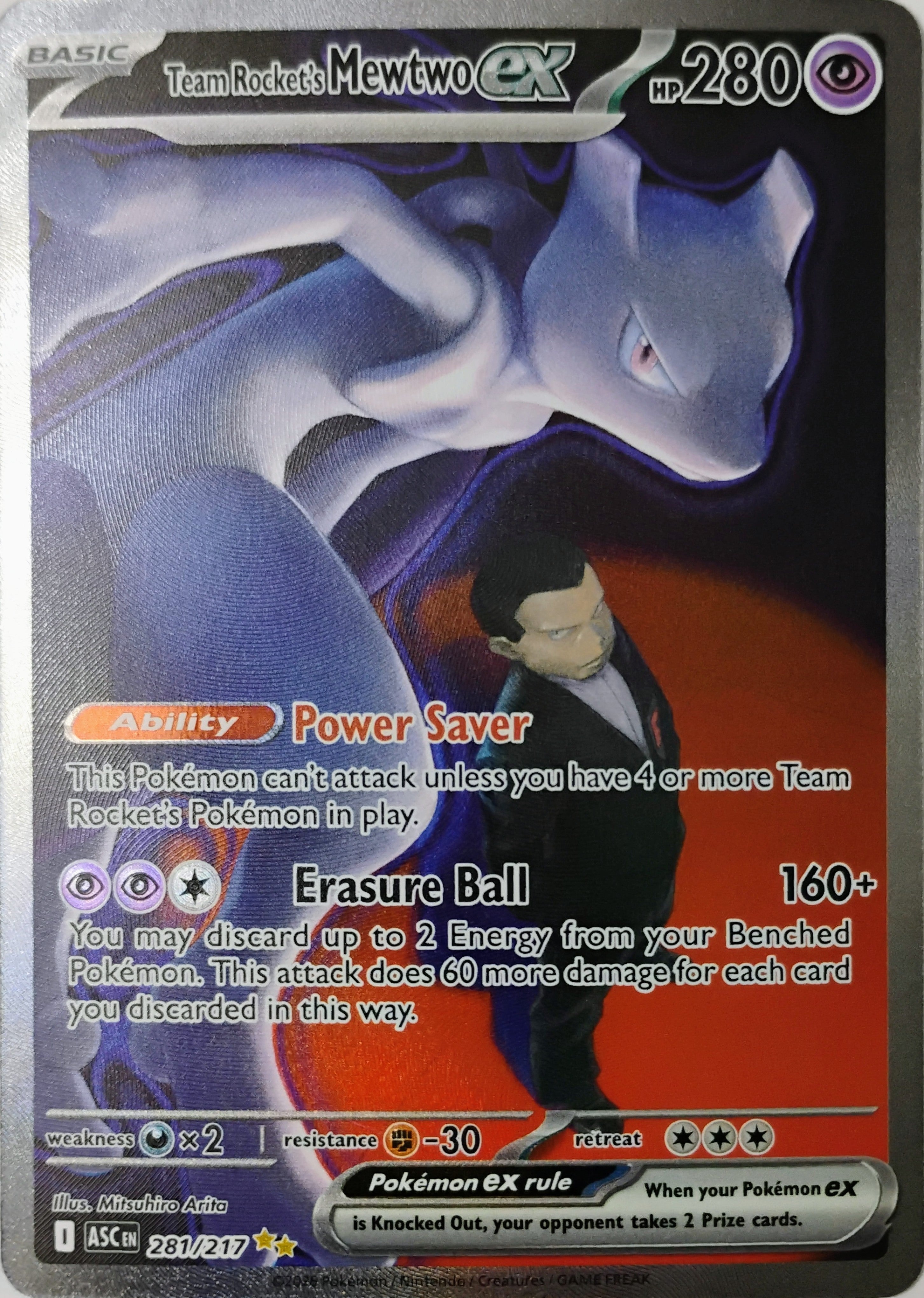Pokémon tcg Team Rocket's Mewtwo Ex 281/217