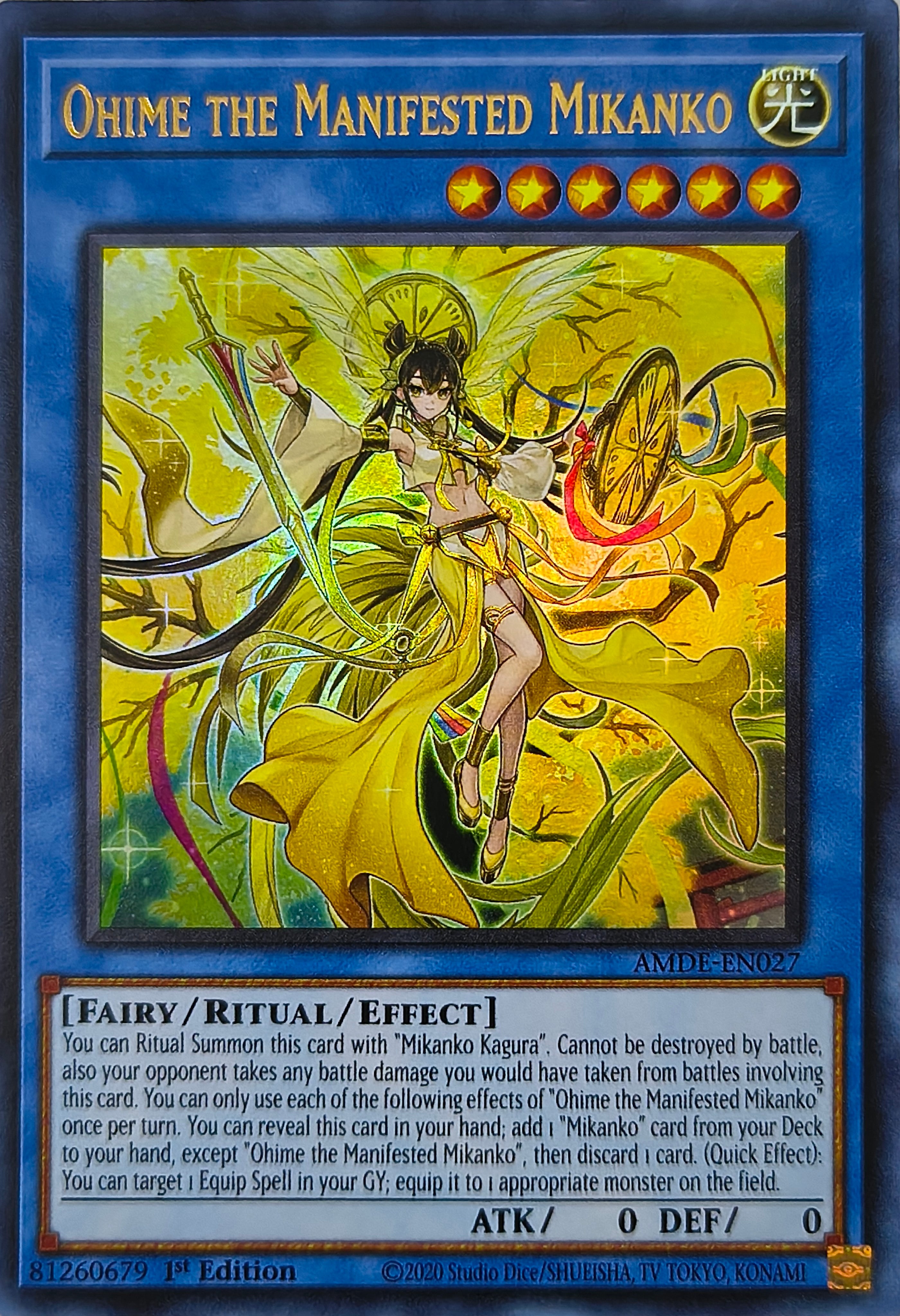 Yugioh! Ohime The Manifested Mikanko Amde-en027 1st edition Ultra Rare