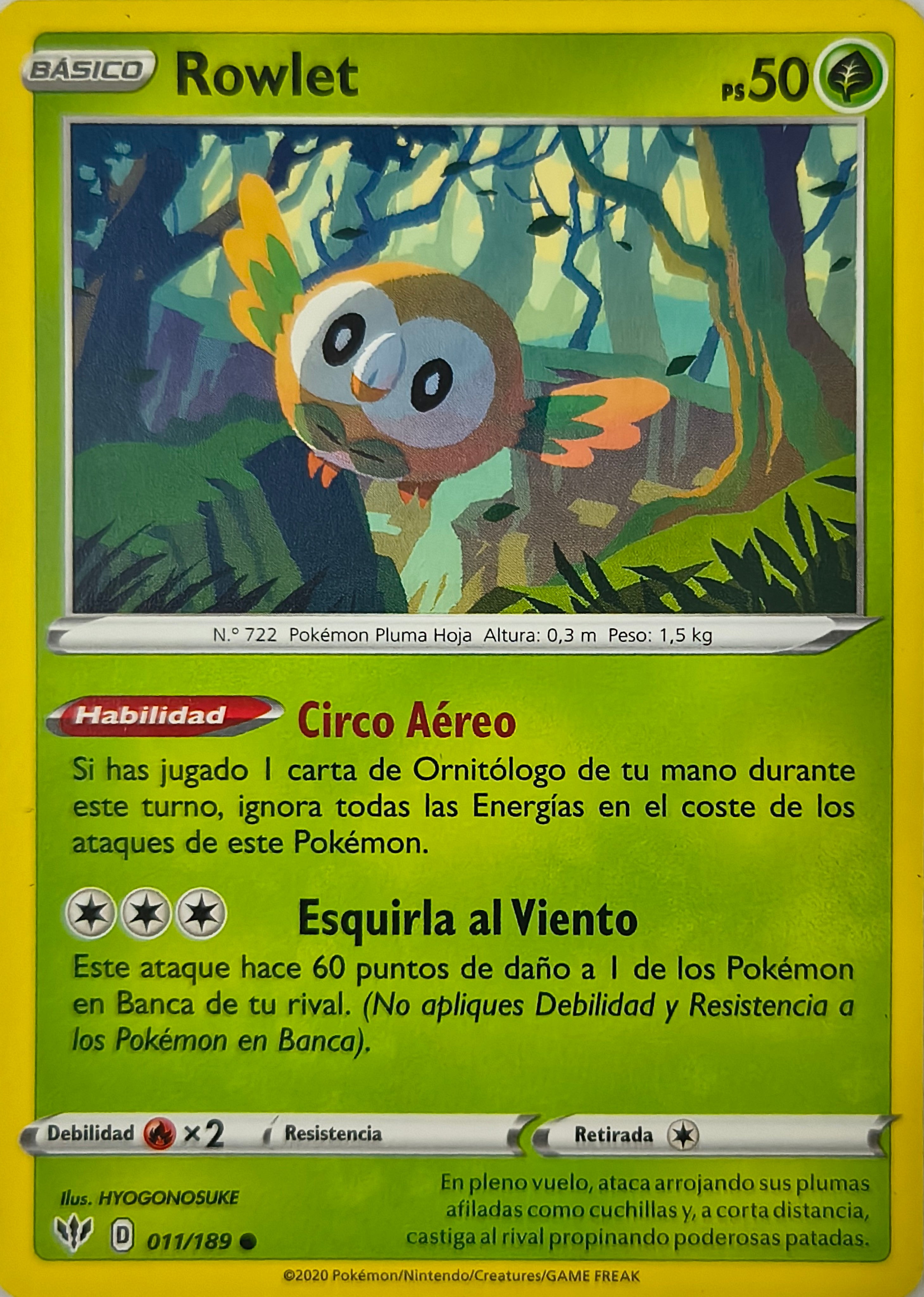 Pokémon tcg Rowlet 011/189 (Español)