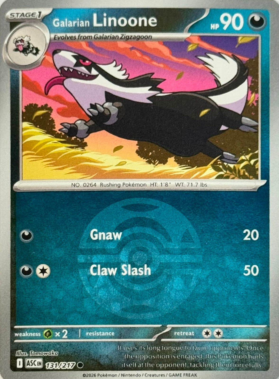 Pokémon Tcg Galarian Linoone 131/217 (Dusk Ball)