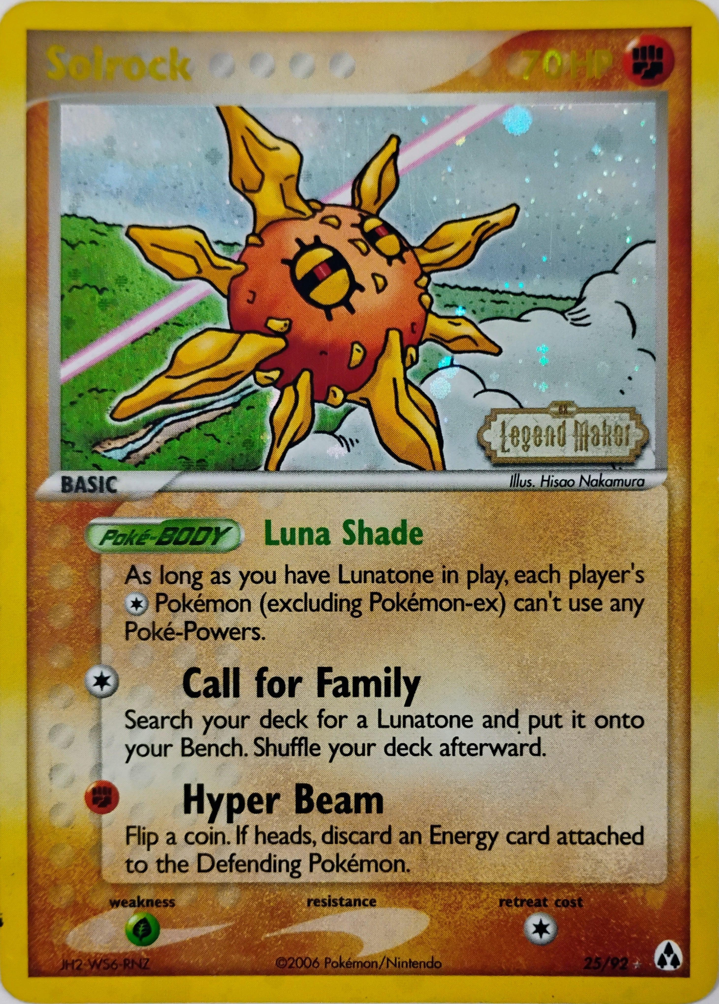 Pokémon tcg Solrock 25/92 Holo Cosmo (Legend Marker)