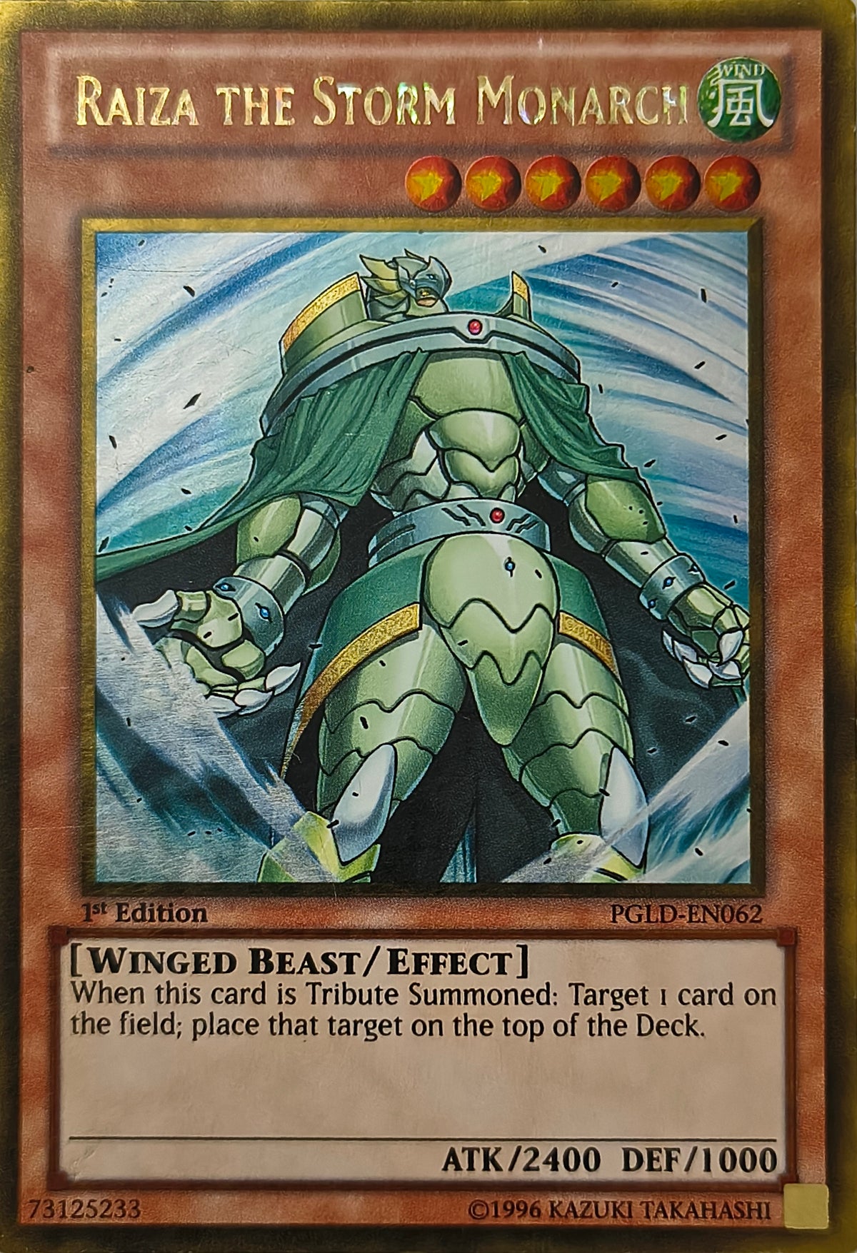 Yugioh! Raiza The Storm Monarch Pgld-En062 1st Edition Gold Rare