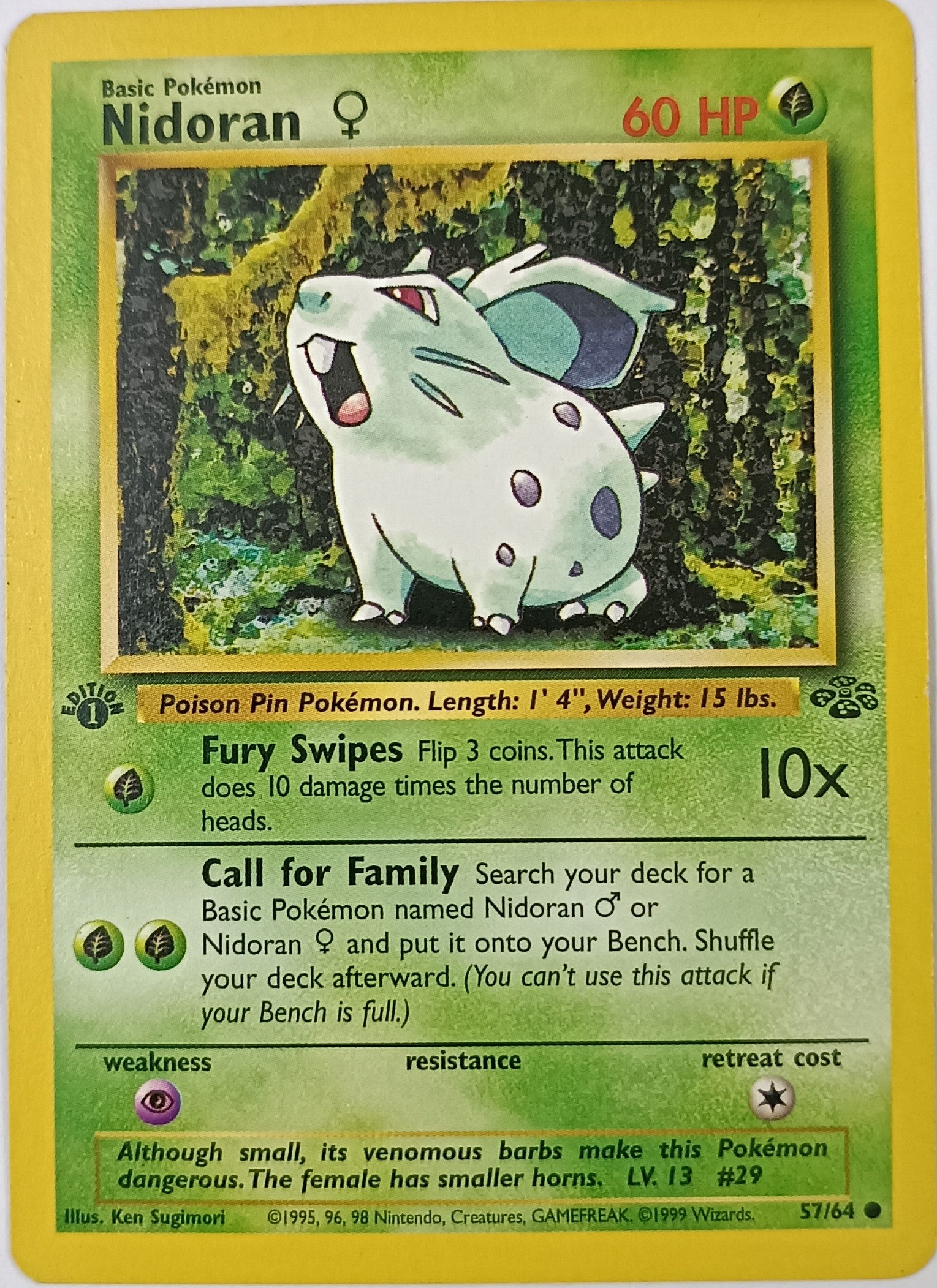 Pokemon Tcg Nidoran F 57/64 1st Edition