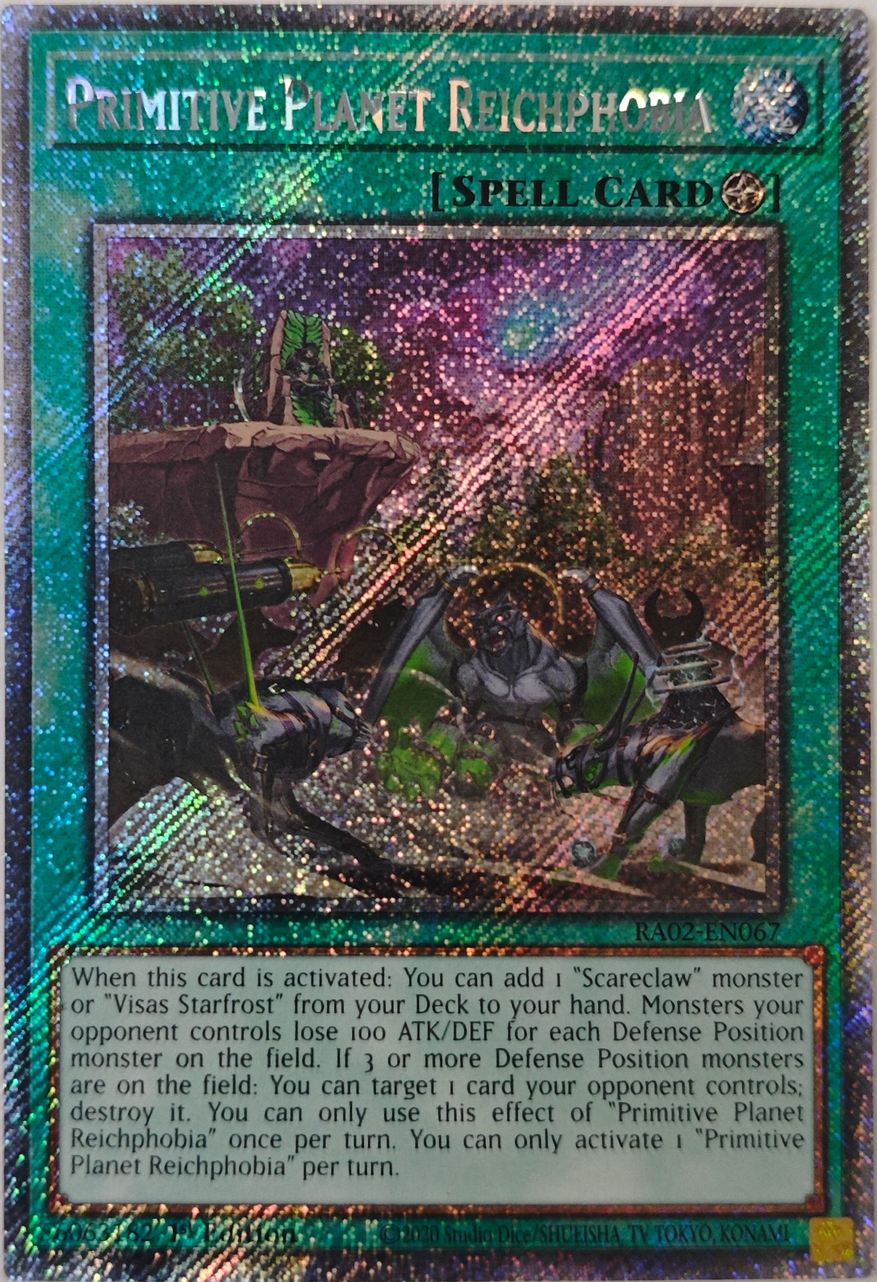 Yugioh! Primitive Planet Reichphobia Ra02-En067 1st Edition Platinum