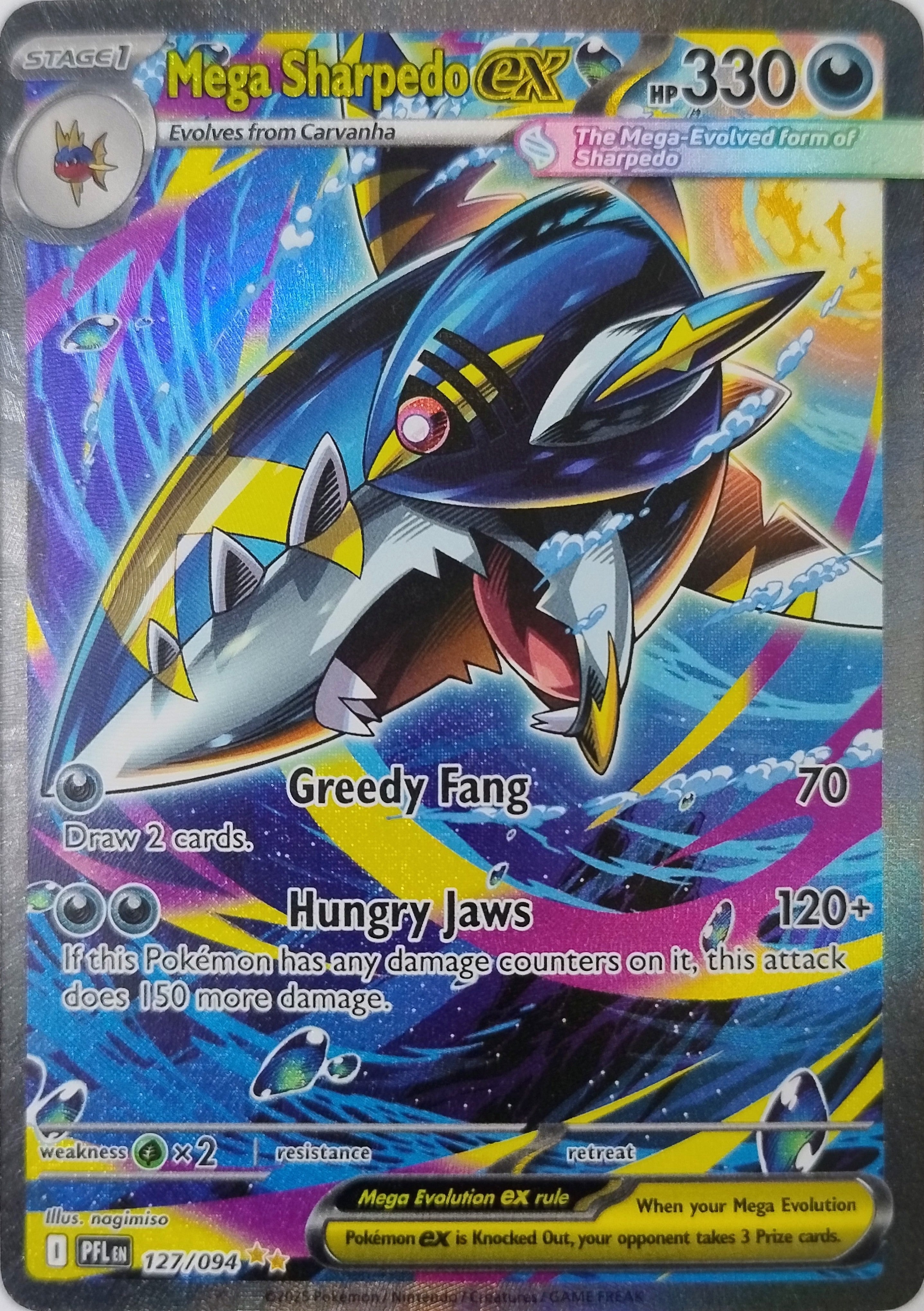 Pokemon Tcg Mega Sharpedo Ex 127/094