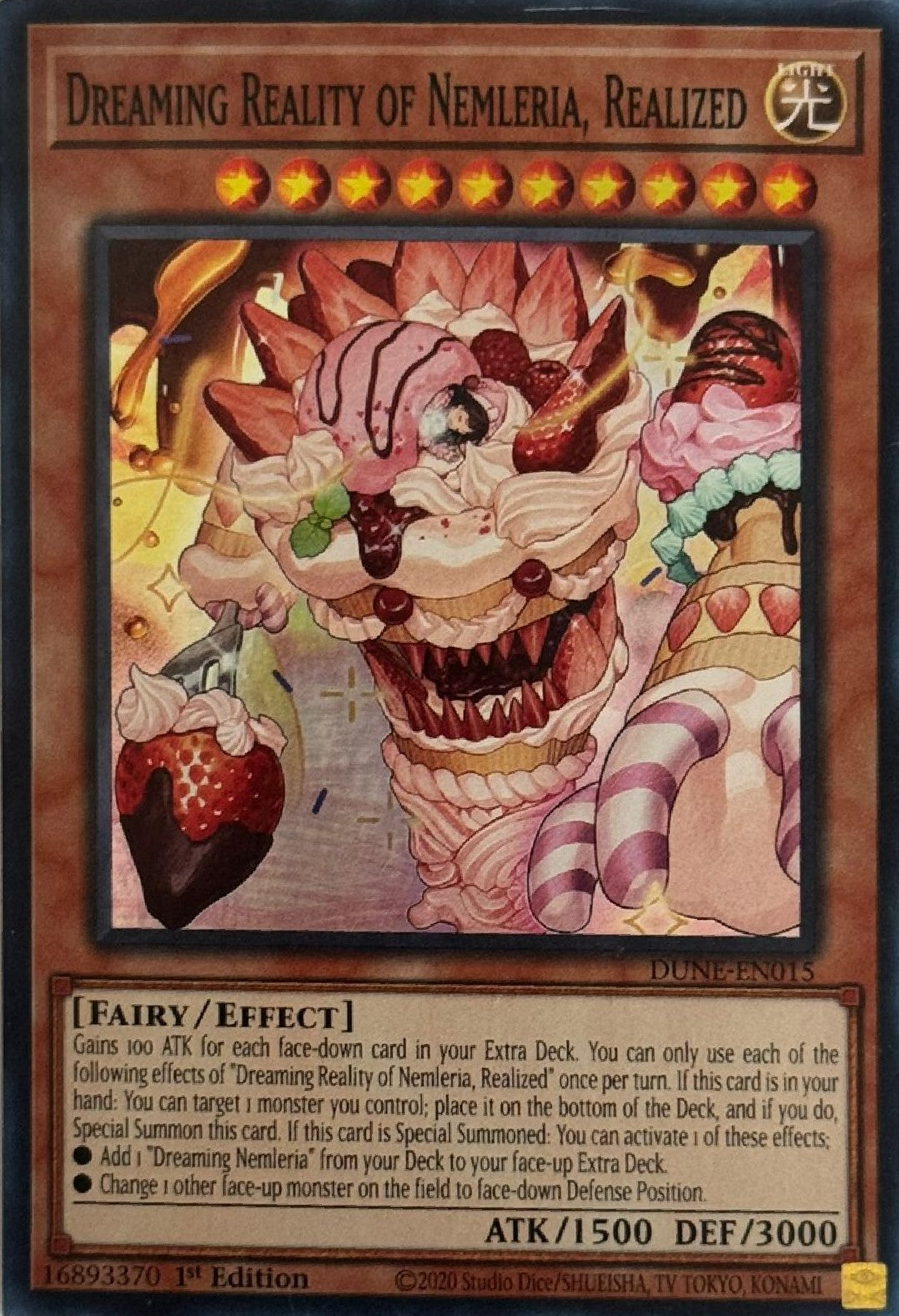 Yugioh! Dreaming Reality Of Nemleria, Realized DUNE-EN015 1st Editon Super Rare