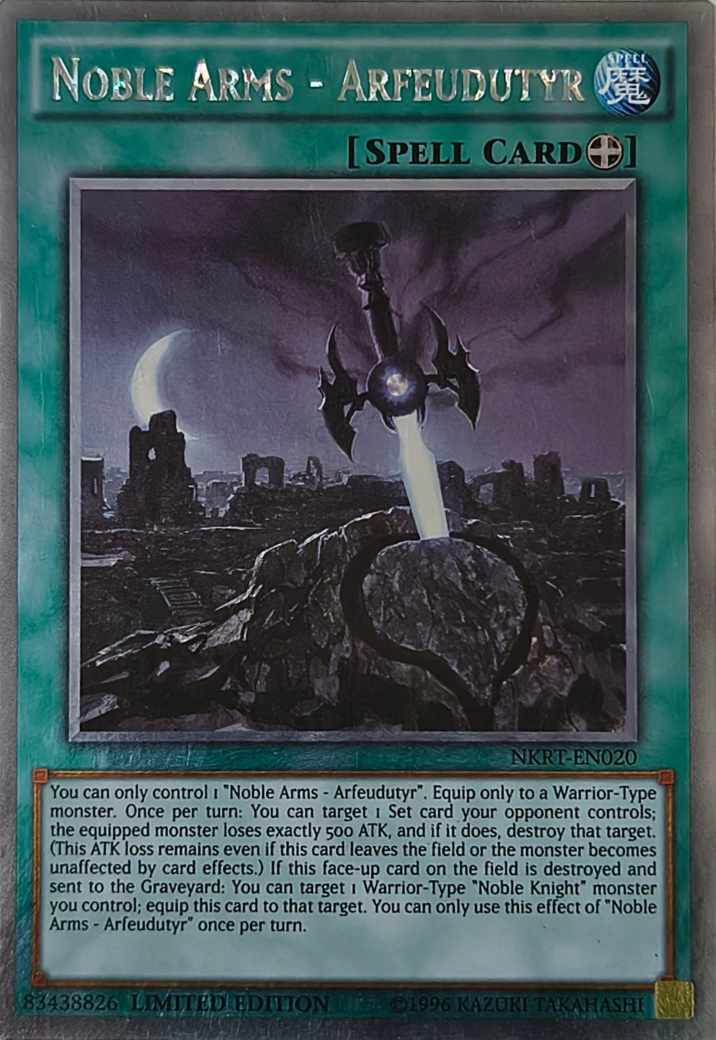 Yugioh! Noble arms - Arfeudutyr Nkrt-en020 Limited Edition Platinum