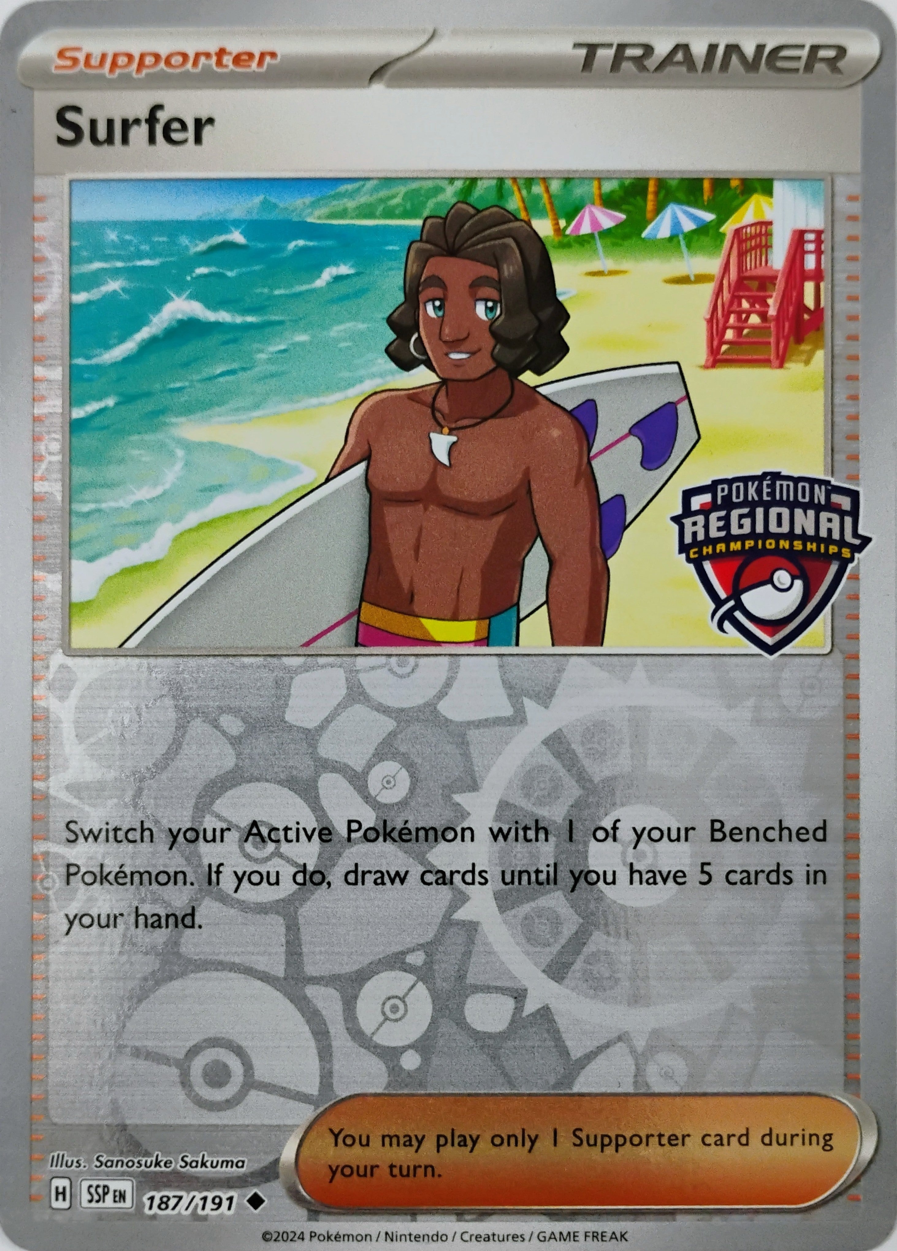Pokémon tcg Surfer 187/191 Reverse (Pokémon Regional Championships)